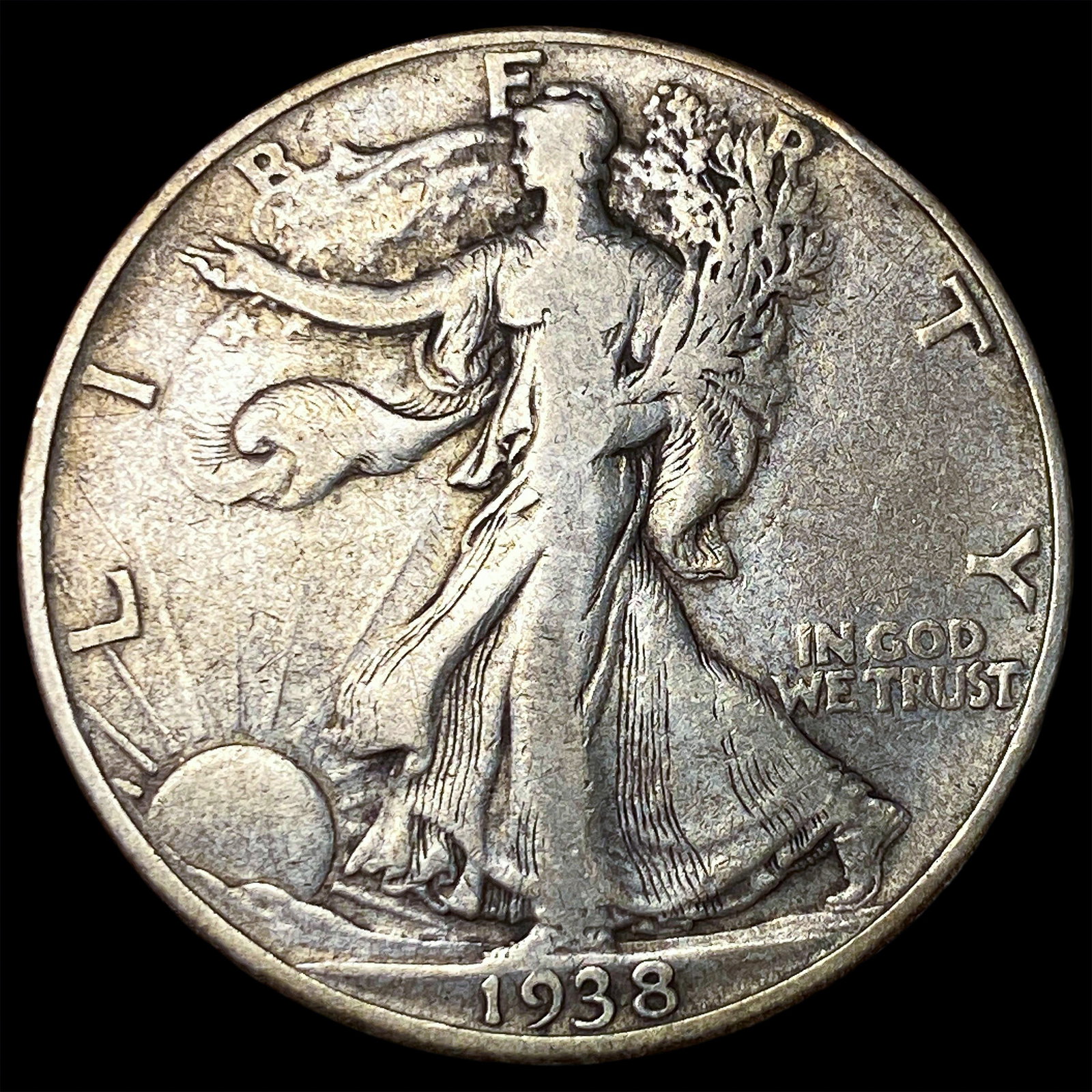 1938-D Silver Walking Liberty Half Dollar NEARLY UNCIRCULATED: 1938-D Silver Walking Liberty Half Dollar NEARLY UNCIRCULATED