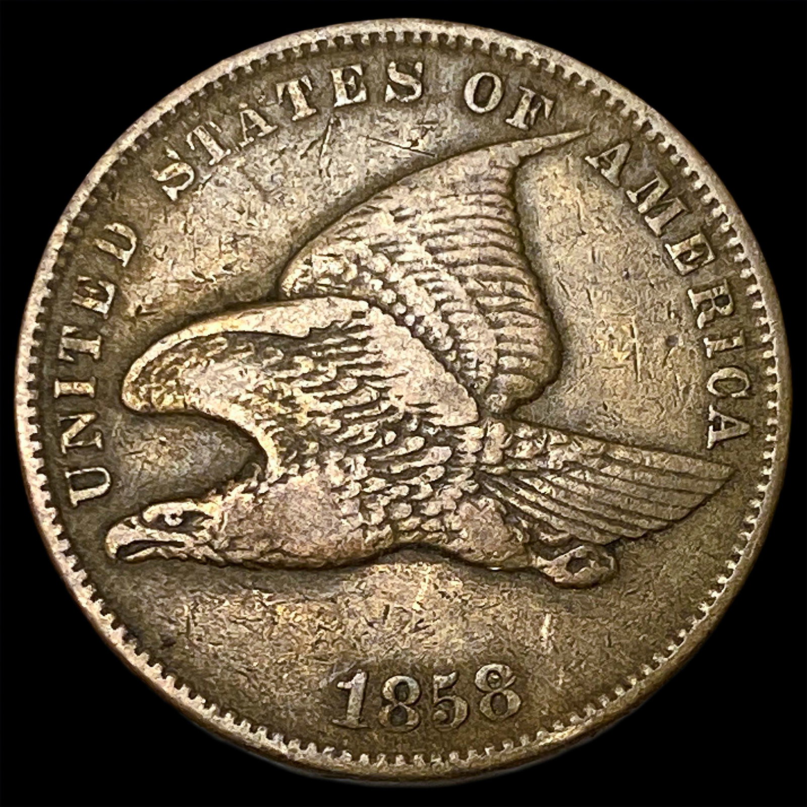 1858 Copper-Nickel Flying Eagle Cent NEARLY UNCIRCULATED: 1858 Copper-Nickel Flying Eagle Cent NEARLY UNCIRCULATED