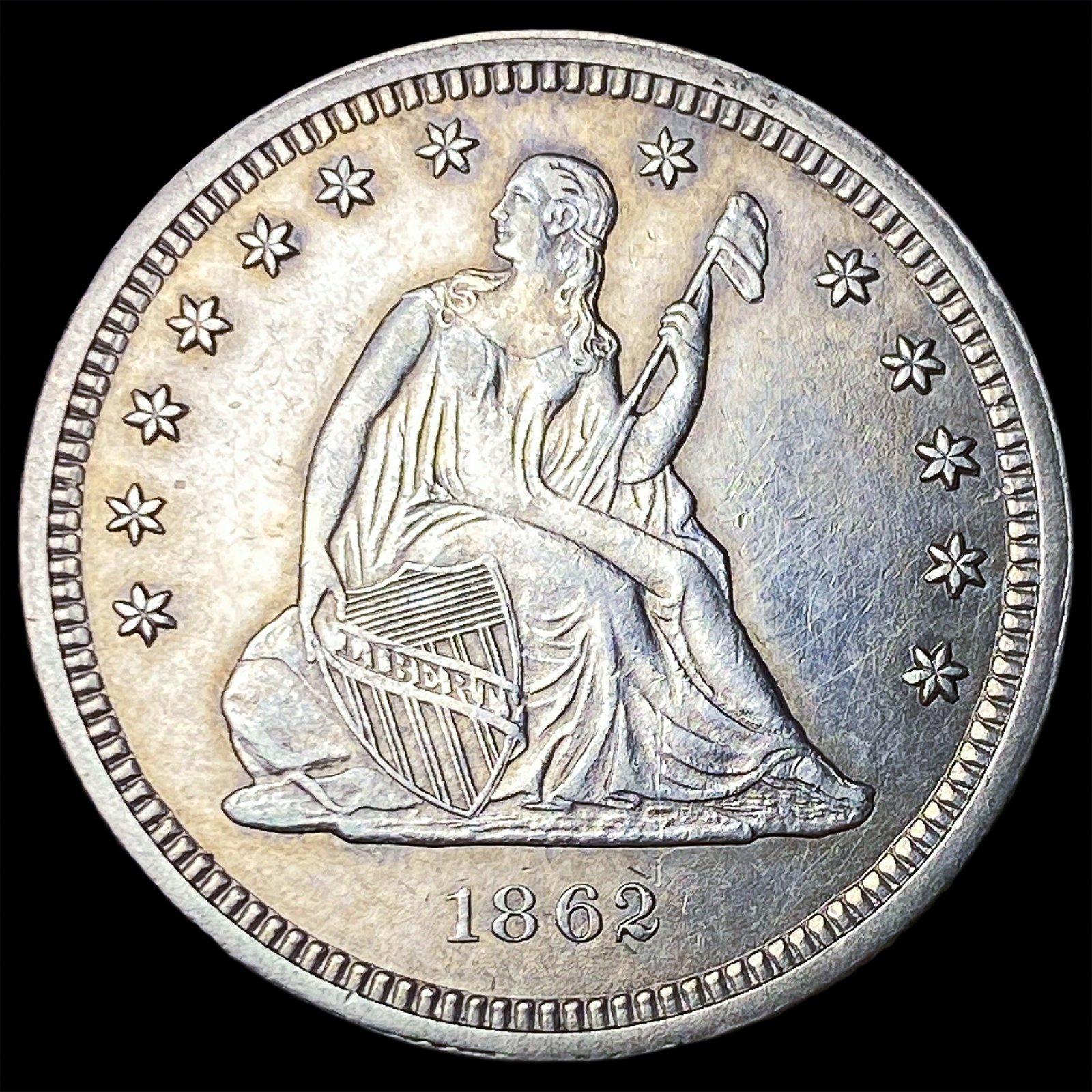 1862 Seated Liberty Quarter CLOSELY UNCIRCULATED: 1862 Seated Liberty Quarter CLOSELY UNCIRCULATED