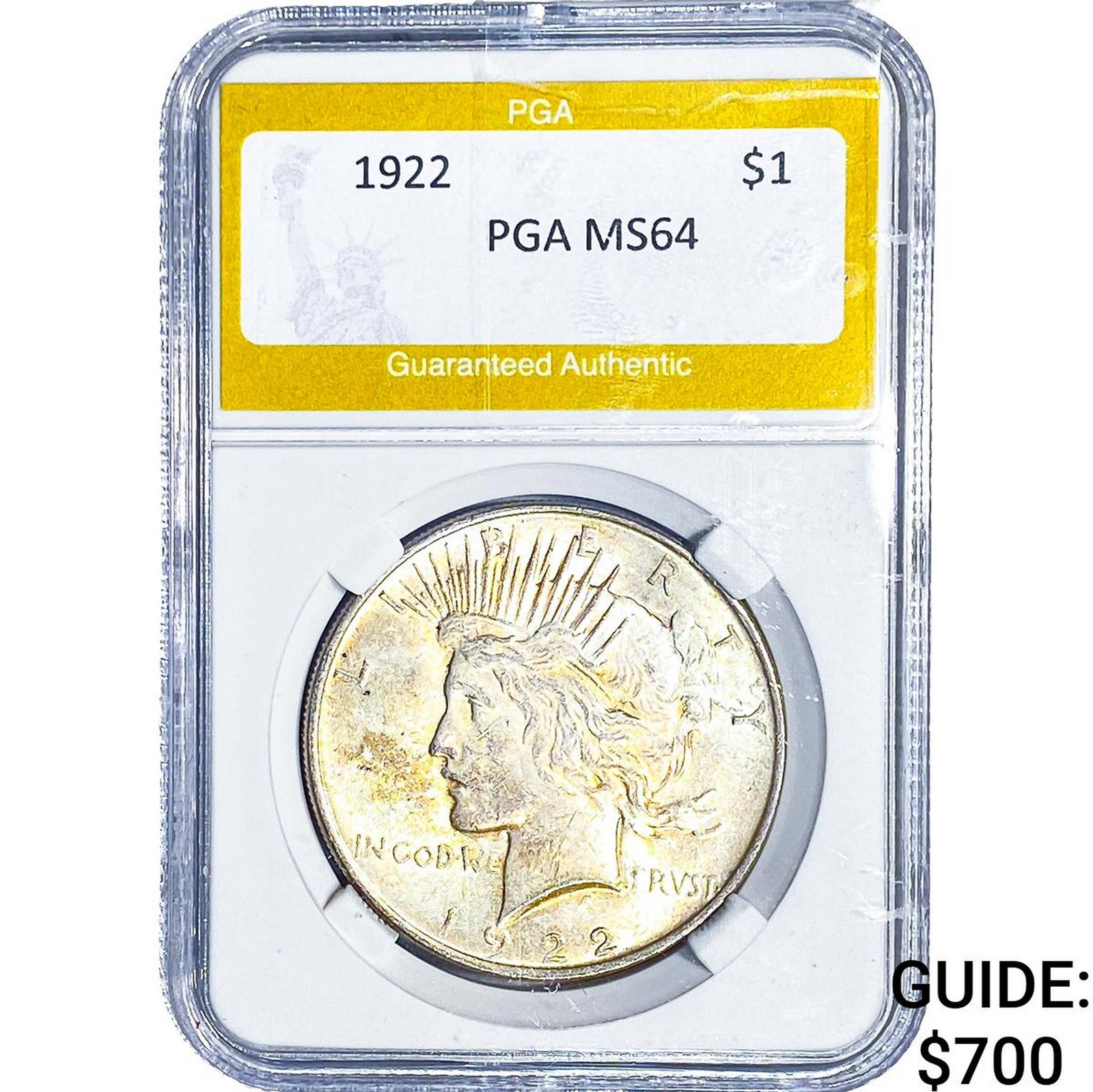 1922 Silver Peace Dollar PGA MS64: 1922 Silver Peace Dollar PGA MS64