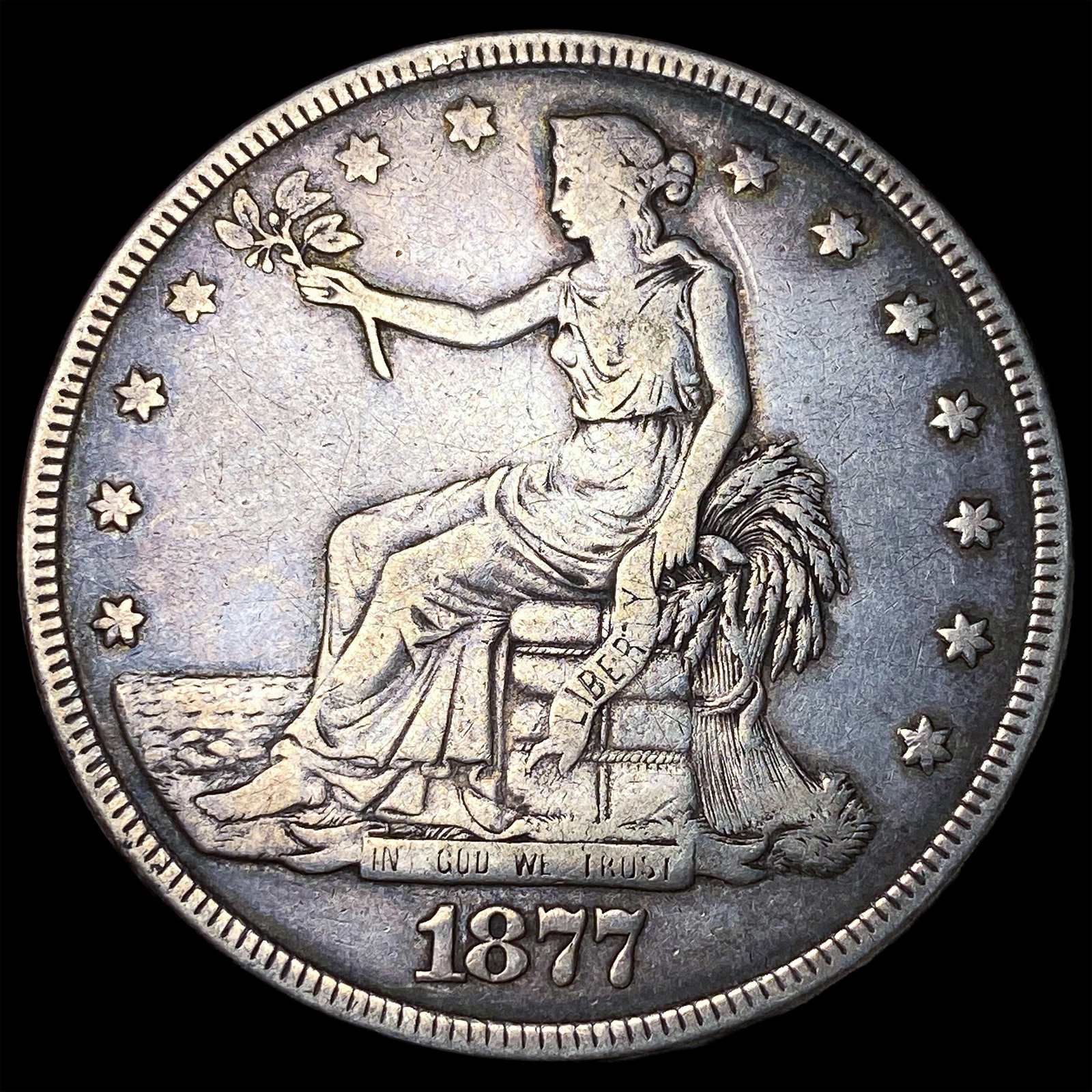 1877 Silver Trade Dollar ABOUT UNCIRCULATED: 1877 Silver Trade Dollar ABOUT UNCIRCULATED