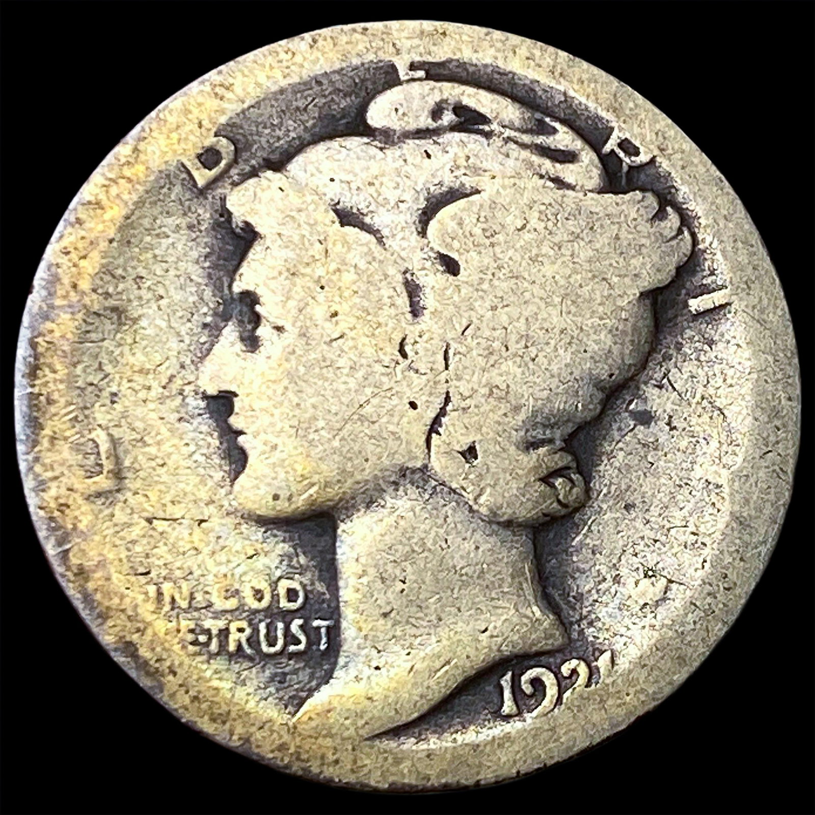 1921 Silver Mercury Dime NICELY CIRCULATED: 1921 Silver Mercury Dime NICELY CIRCULATED