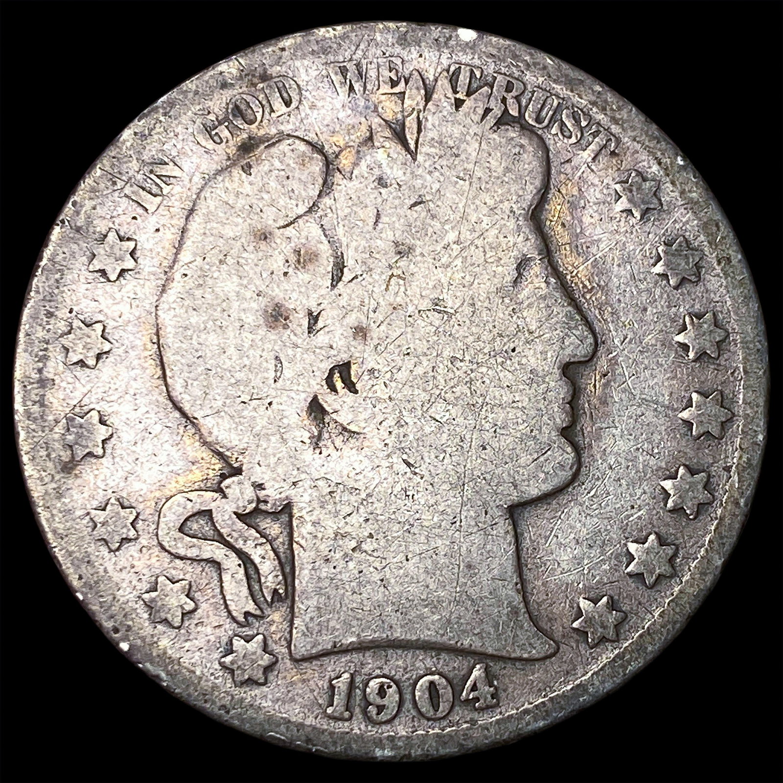 1904-S Silver Barber Half Dollar NICELY CIRCULATED: 1904-S Silver Barber Half Dollar NICELY CIRCULATED