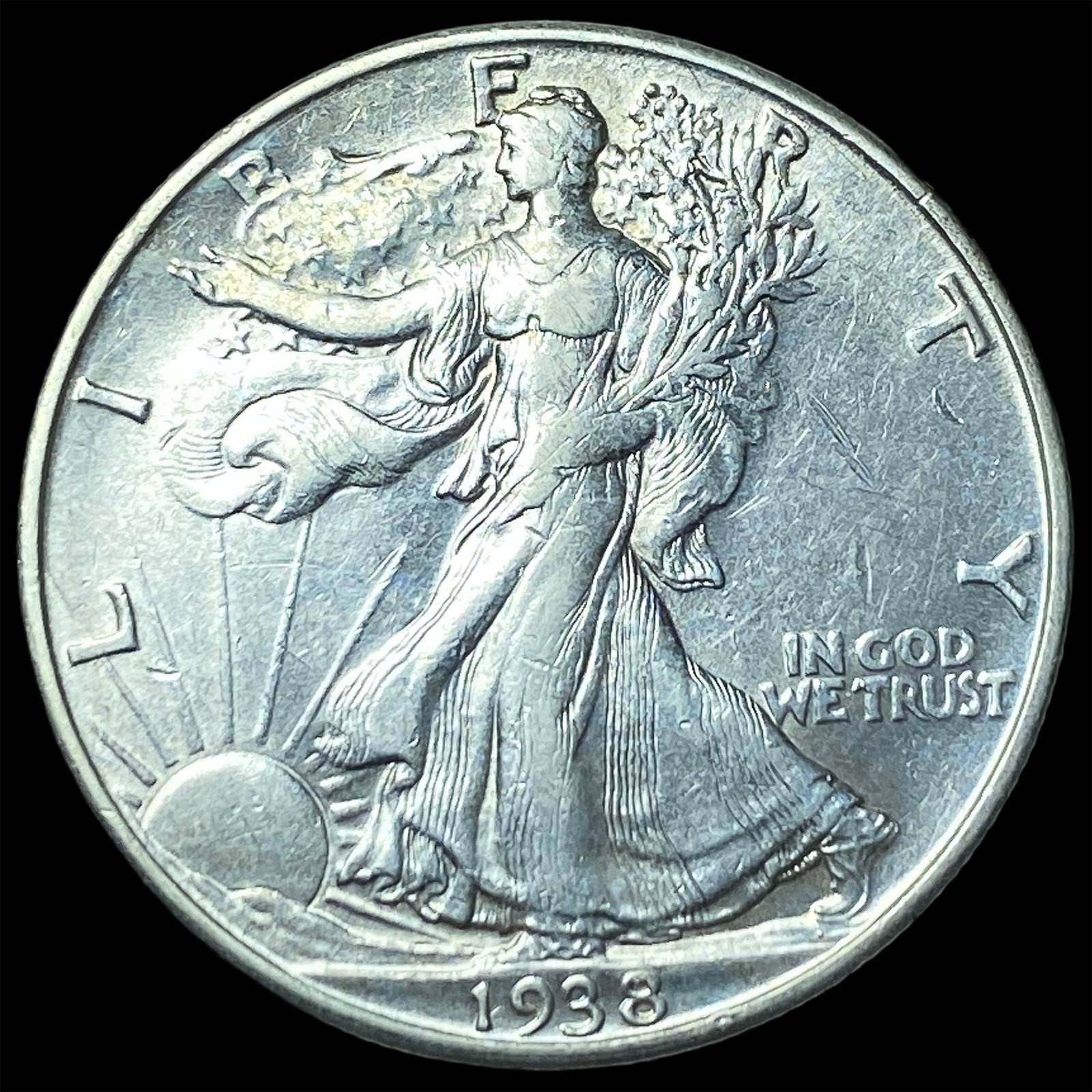 1938-D Silver Walking Liberty Half Dollar CLOSELY UNCIRCULATED: 1938-D Silver Walking Liberty Half Dollar CLOSELY UNCIRCULATED