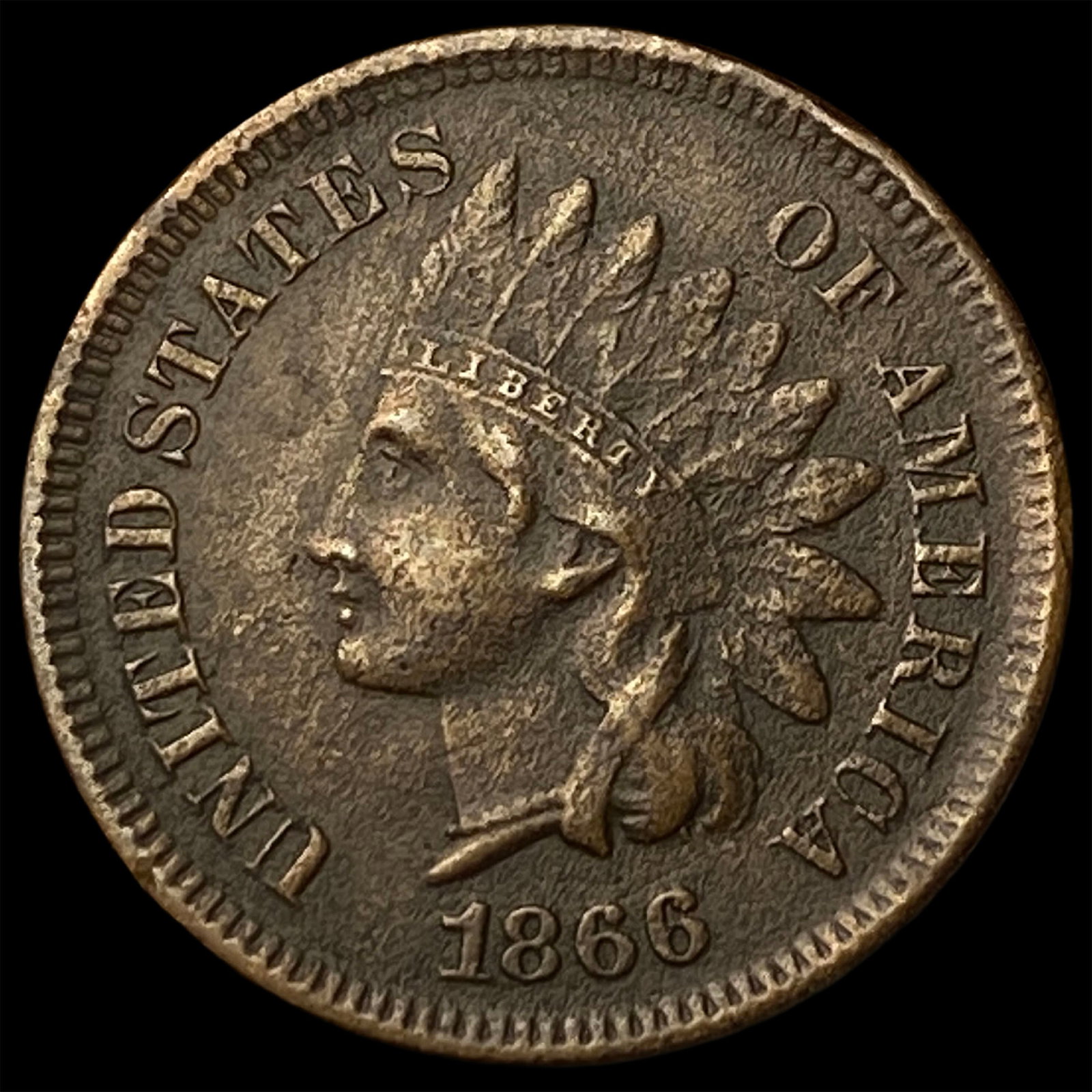 1866 Indian Head Cent NEARLY UNCIRCULATED (1 of 2)
