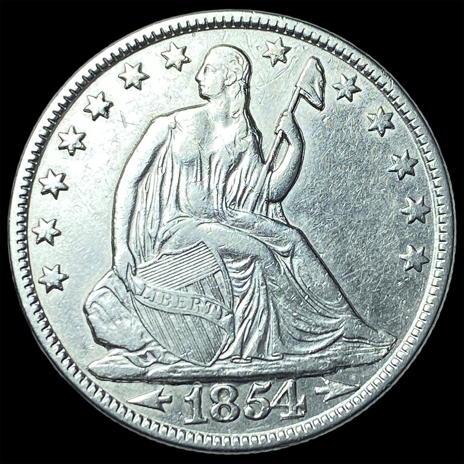 1854-O Silver Half Dollar CLOSELY UNCIRCULATED: 1854-O Silver Half Dollar CLOSELY UNCIRCULATED