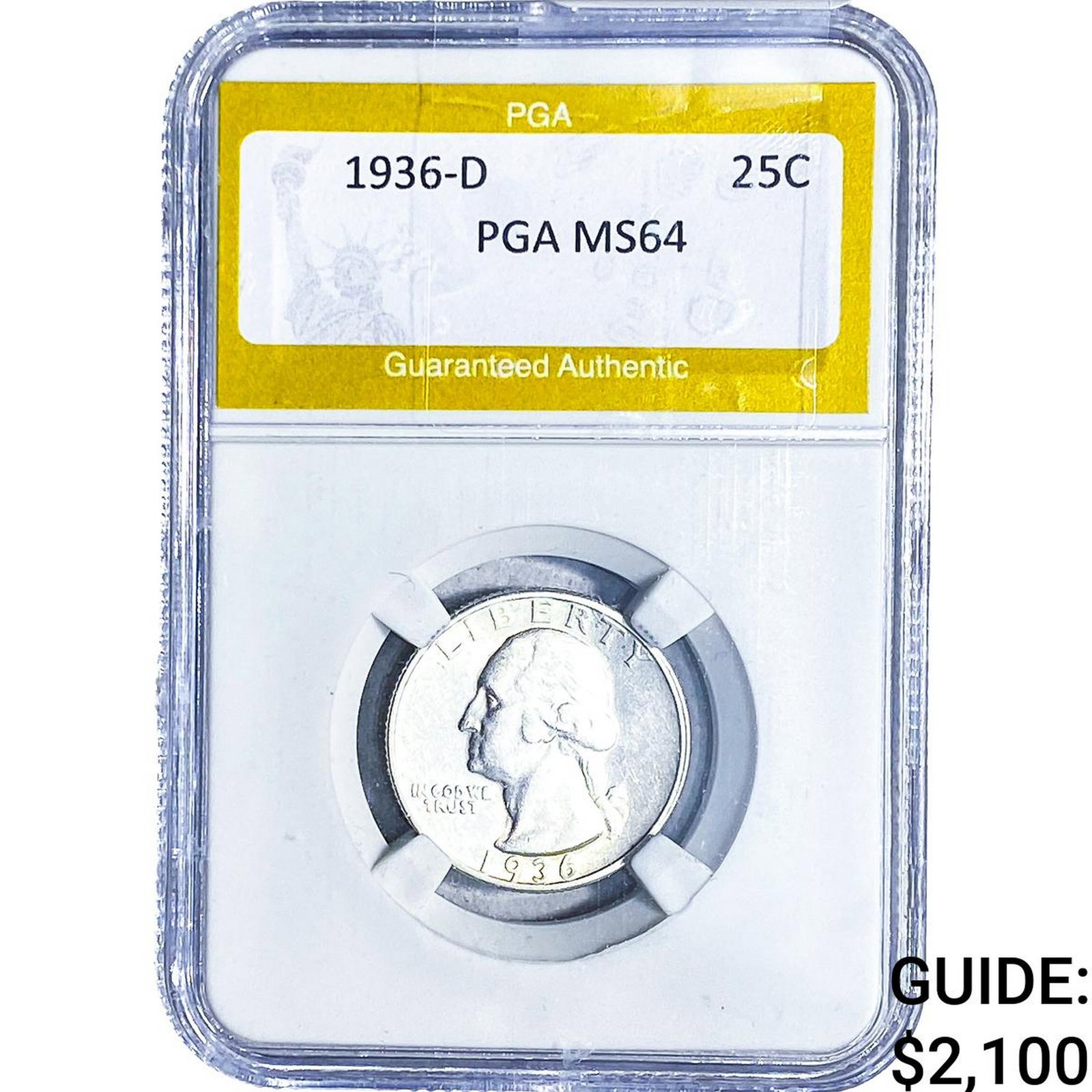 1936-D Washington Silver Quarter PGA MS64: 1936-D Washington Silver Quarter PGA MS64