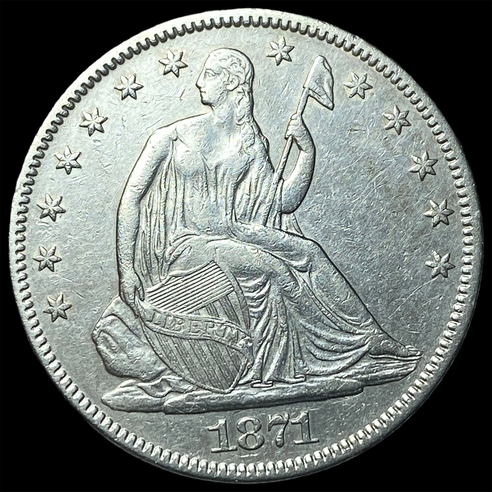 1871 Silver Half Dollar NEARLY UNCIRCULATED: 1871 Silver Half Dollar NEARLY UNCIRCULATED