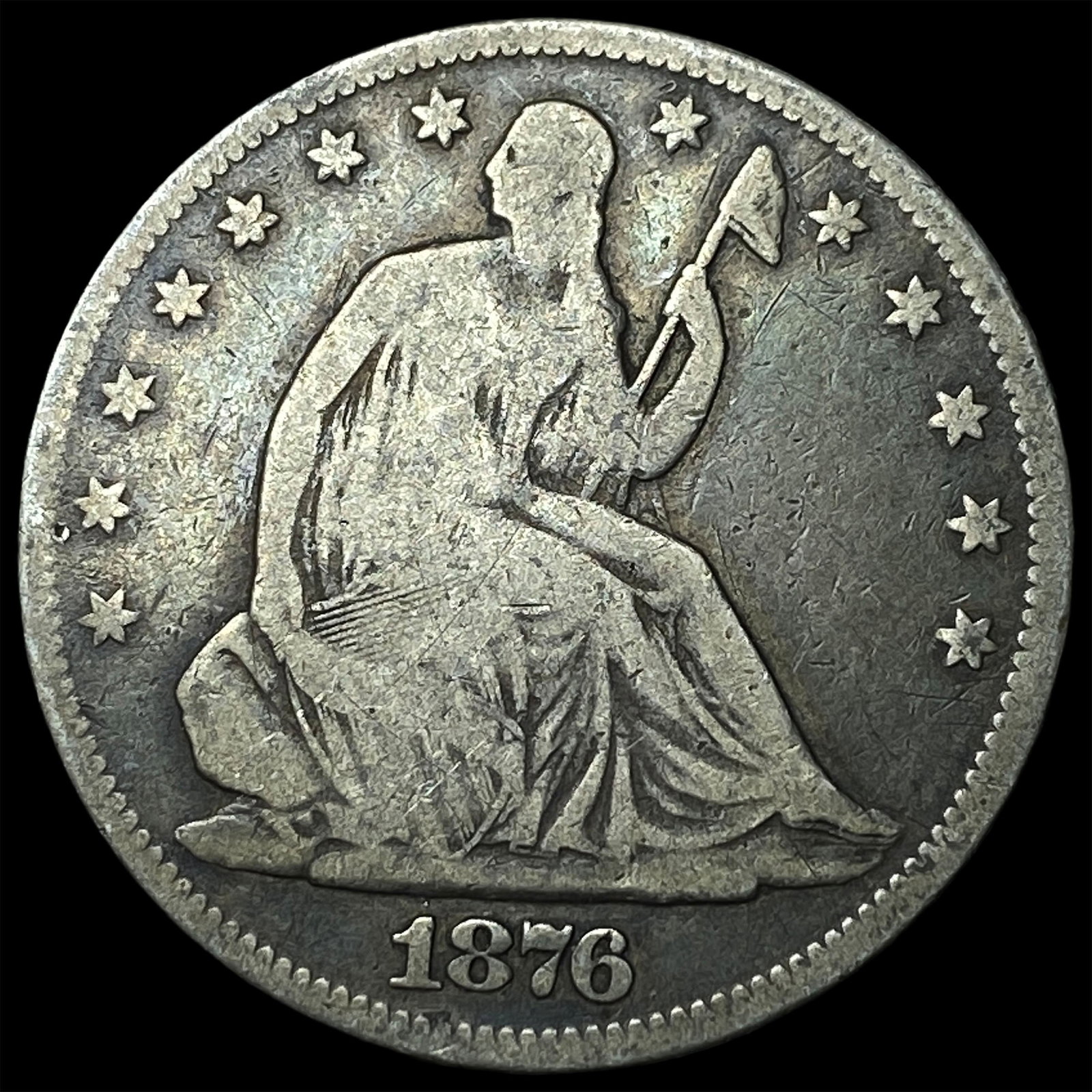 1876 Silver Half Dollar (Seated Liberty) LIGHTLY CIRCULATED: 1876 Silver Half Dollar (Seated Liberty) LIGHTLY CIRCULATED