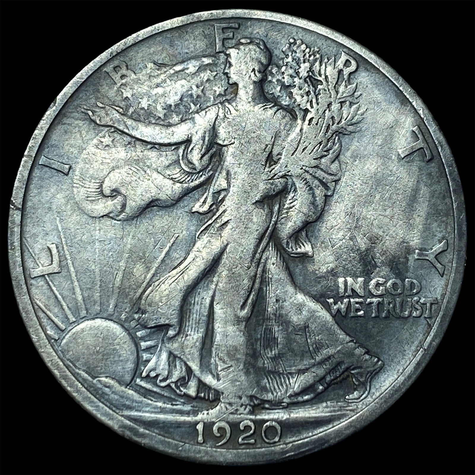 1920-D Silver Half Dollar Walking Liberty LIGHTLY CIRCULATED: 1920-D Silver Half Dollar Walking Liberty LIGHTLY CIRCULATED