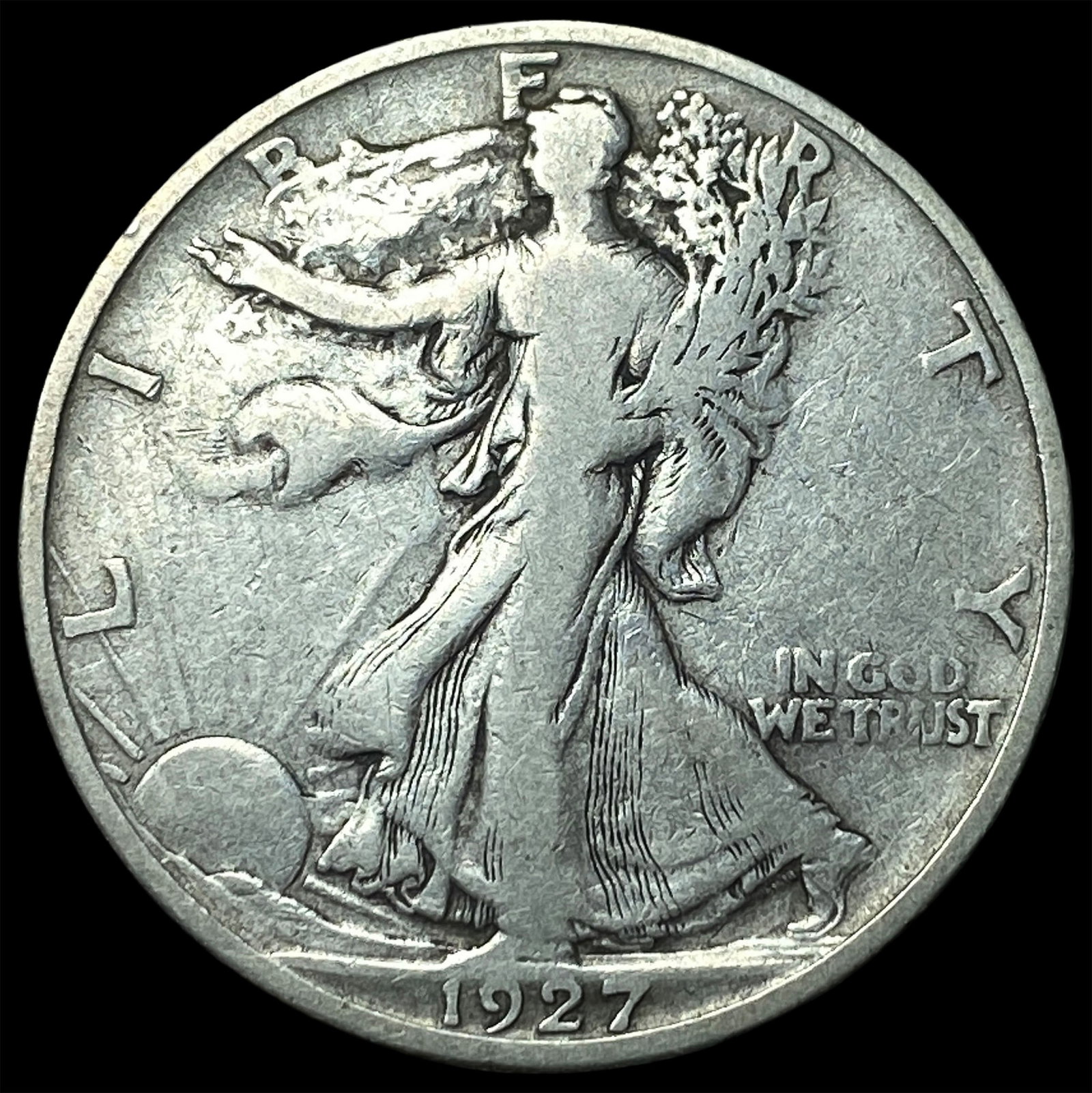 1927-S Silver Half Dollar Walking Liberty LIGHTLY CIRCULATED: 1927-S Silver Half Dollar Walking Liberty LIGHTLY CIRCULATED