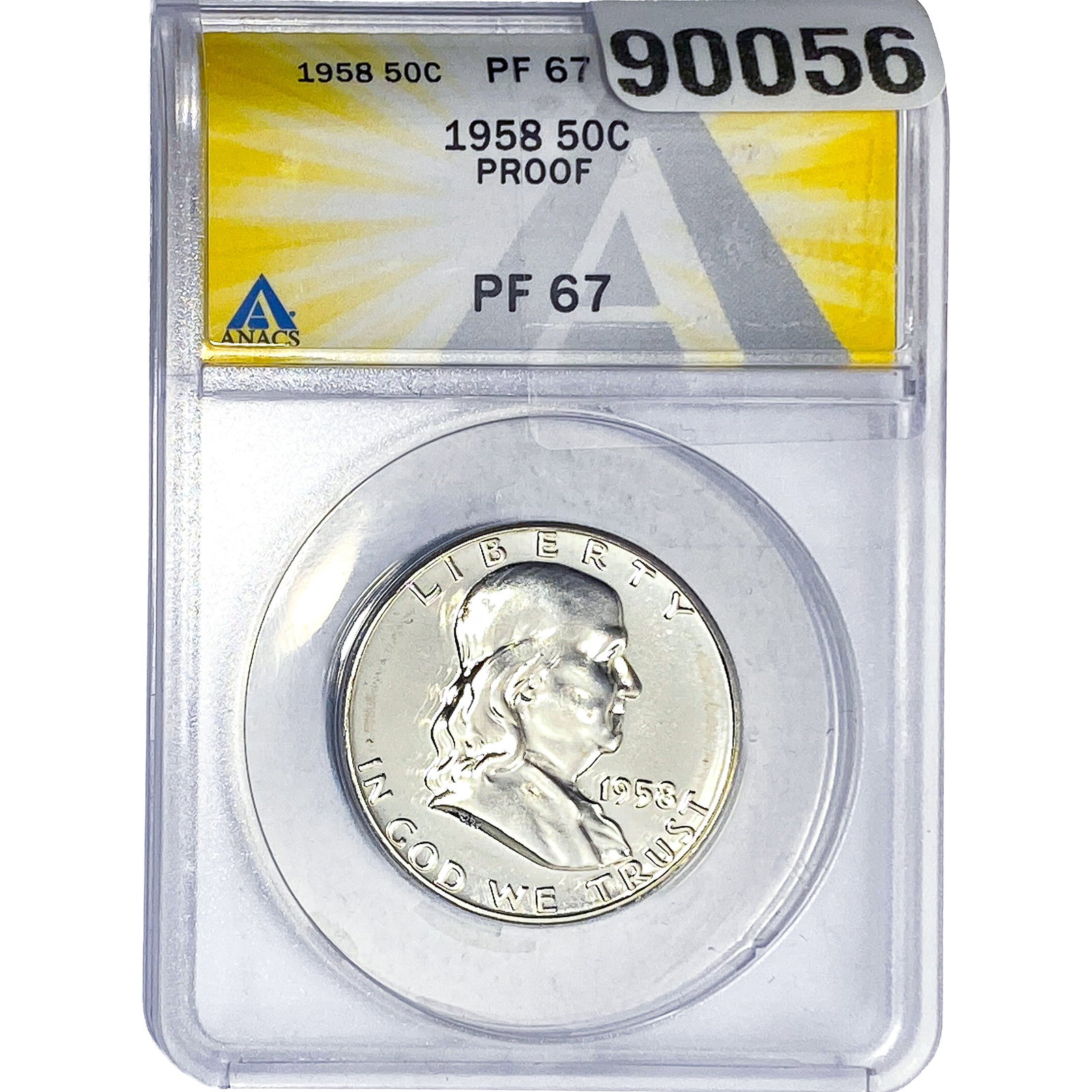 1958 Franklin Half Dollar ANACS PF67 PROOF: 1958 Franklin Half Dollar ANACS PF67 PROOF