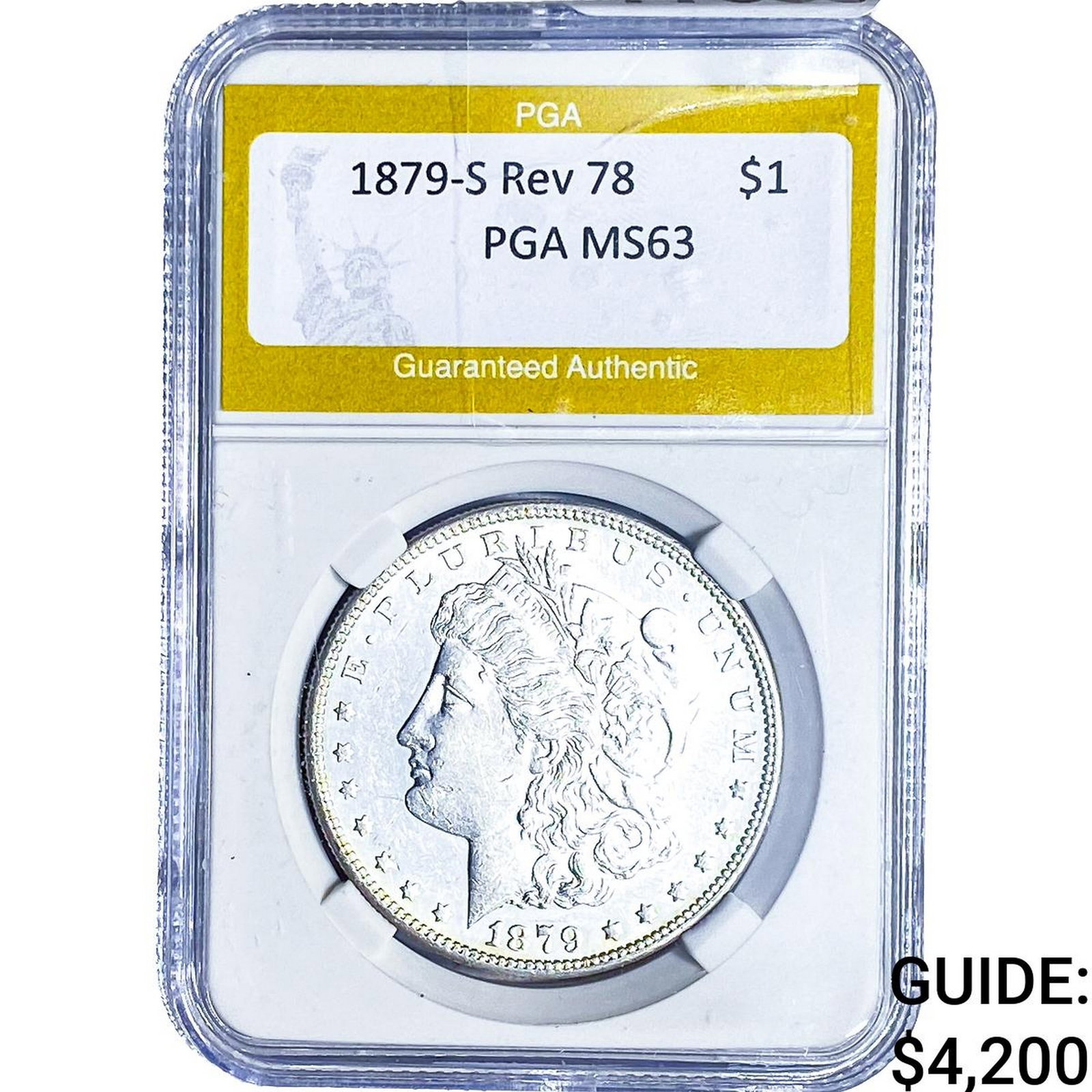 1879-S Rev 78 Morgan Silver Dollar PGA MS63: 1879-S Rev 78 Morgan Silver Dollar PGA MS63