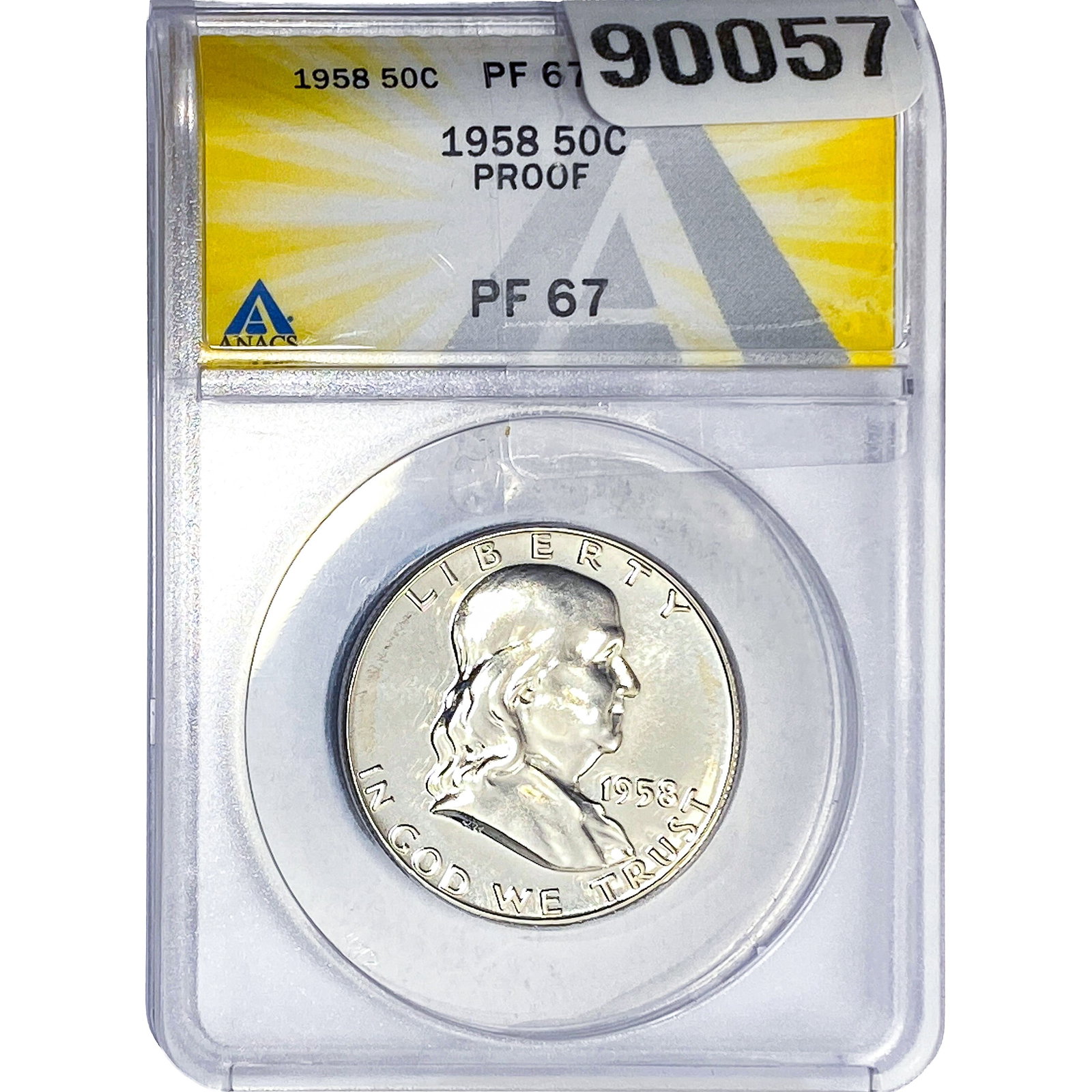 1958 Franklin Half Dollar ANACS PF67 PROOF: 1958 Franklin Half Dollar ANACS PF67 PROOF