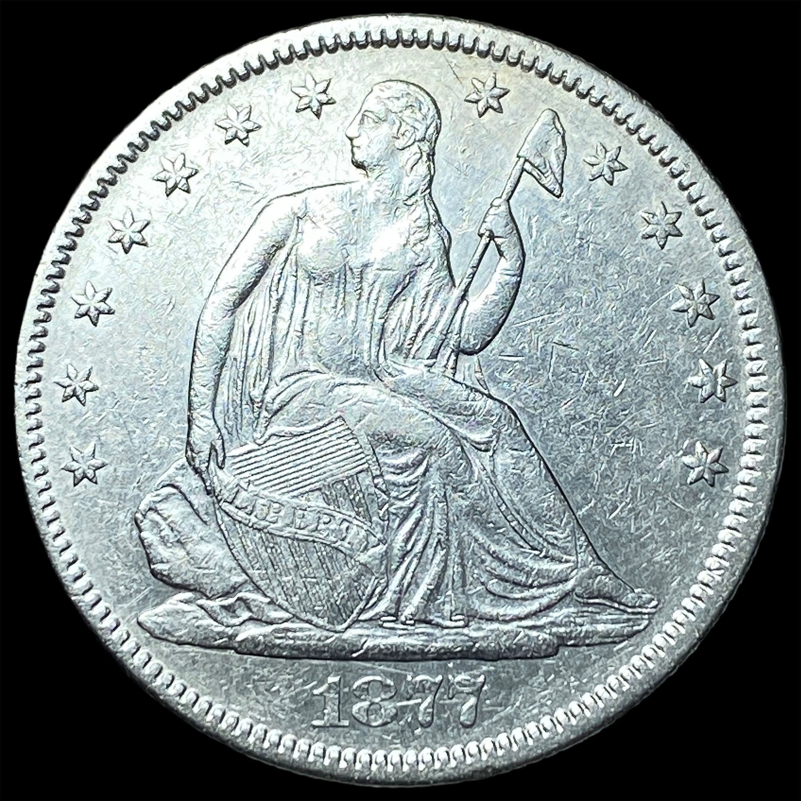 1877-S Silver Half Dollar CLOSELY UNCIRCULATED: 1877-S Silver Half Dollar CLOSELY UNCIRCULATED