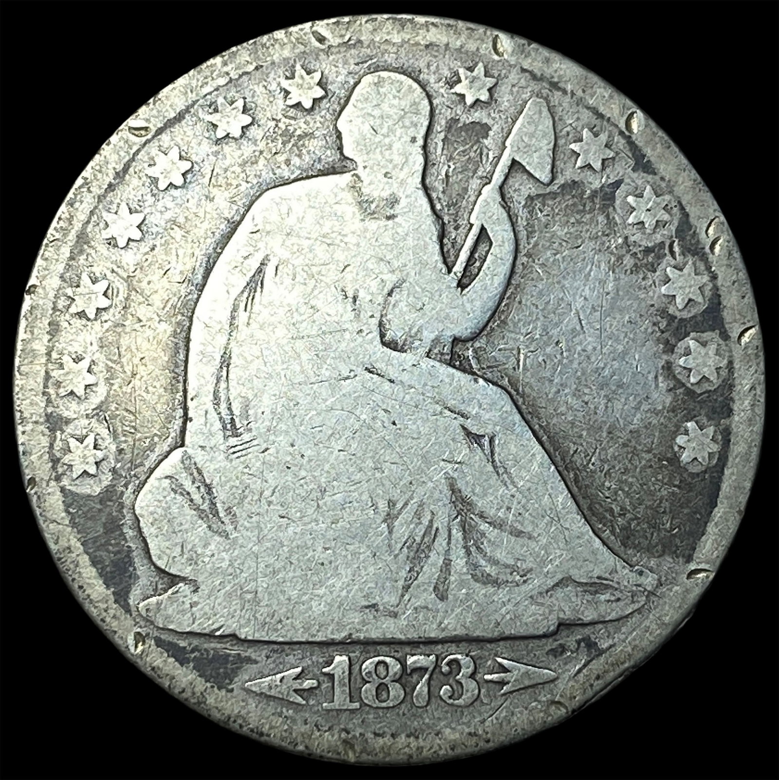 1873 Arrows Seated Liberty Half Dollar NICELY CIRCULATED: 1873 Arrows Seated Liberty Half Dollar NICELY CIRCULATED
