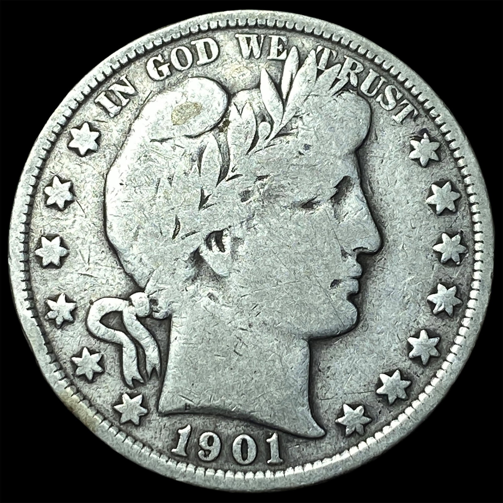 1901 Silver Barber Half Dollar NICELY CIRCULATED: 1901 Silver Barber Half Dollar NICELY CIRCULATED