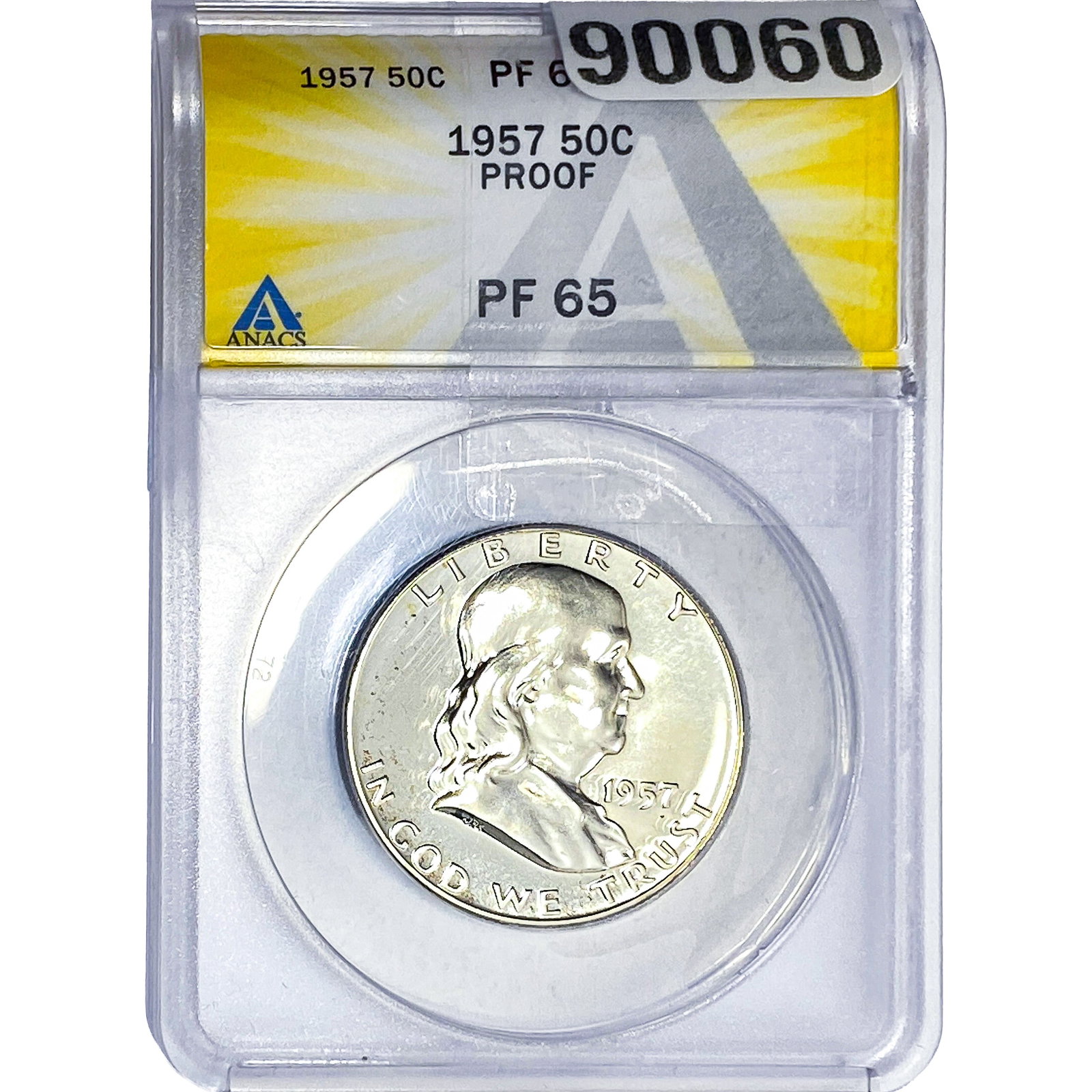 1957 Franklin Half Dollar ANACS PF65 PROOF: 1957 Franklin Half Dollar ANACS PF65 PROOF