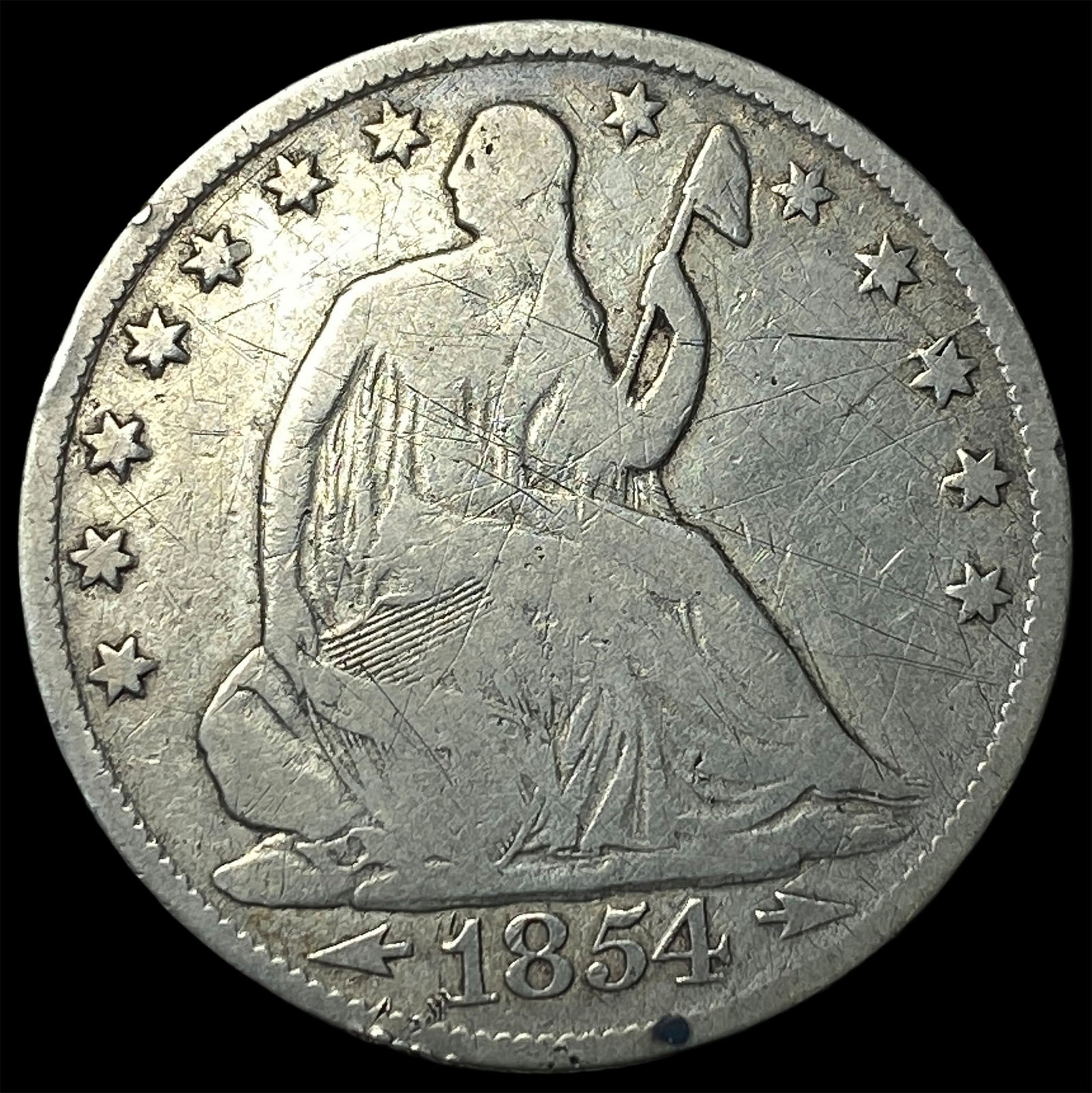 1854-O Silver Half Dollar LIGHTLY CIRCULATED: 1854-O Silver Half Dollar LIGHTLY CIRCULATED