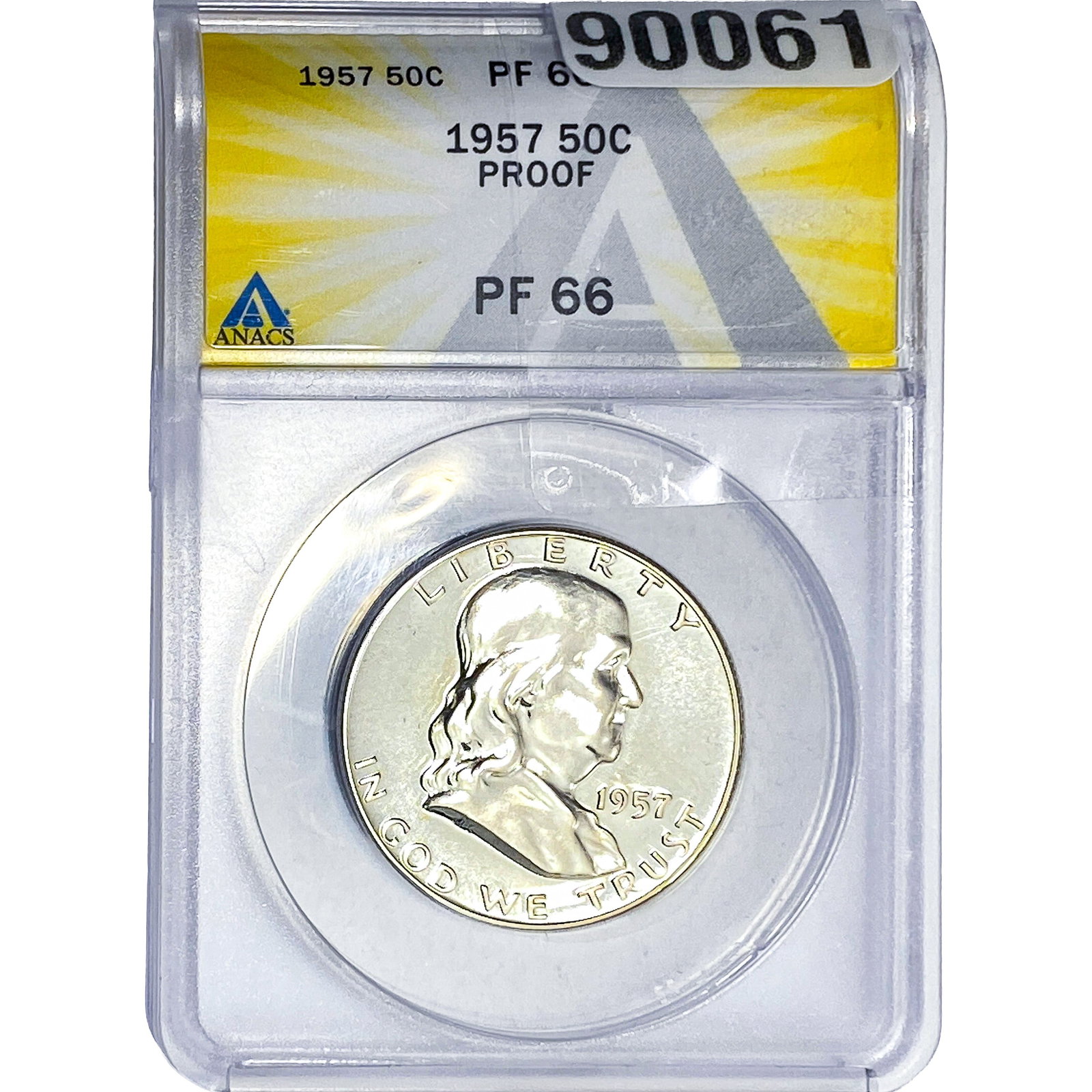 1957 Franklin Half Dollar ANACS PF66 PROOF: 1957 Franklin Half Dollar ANACS PF66 PROOF