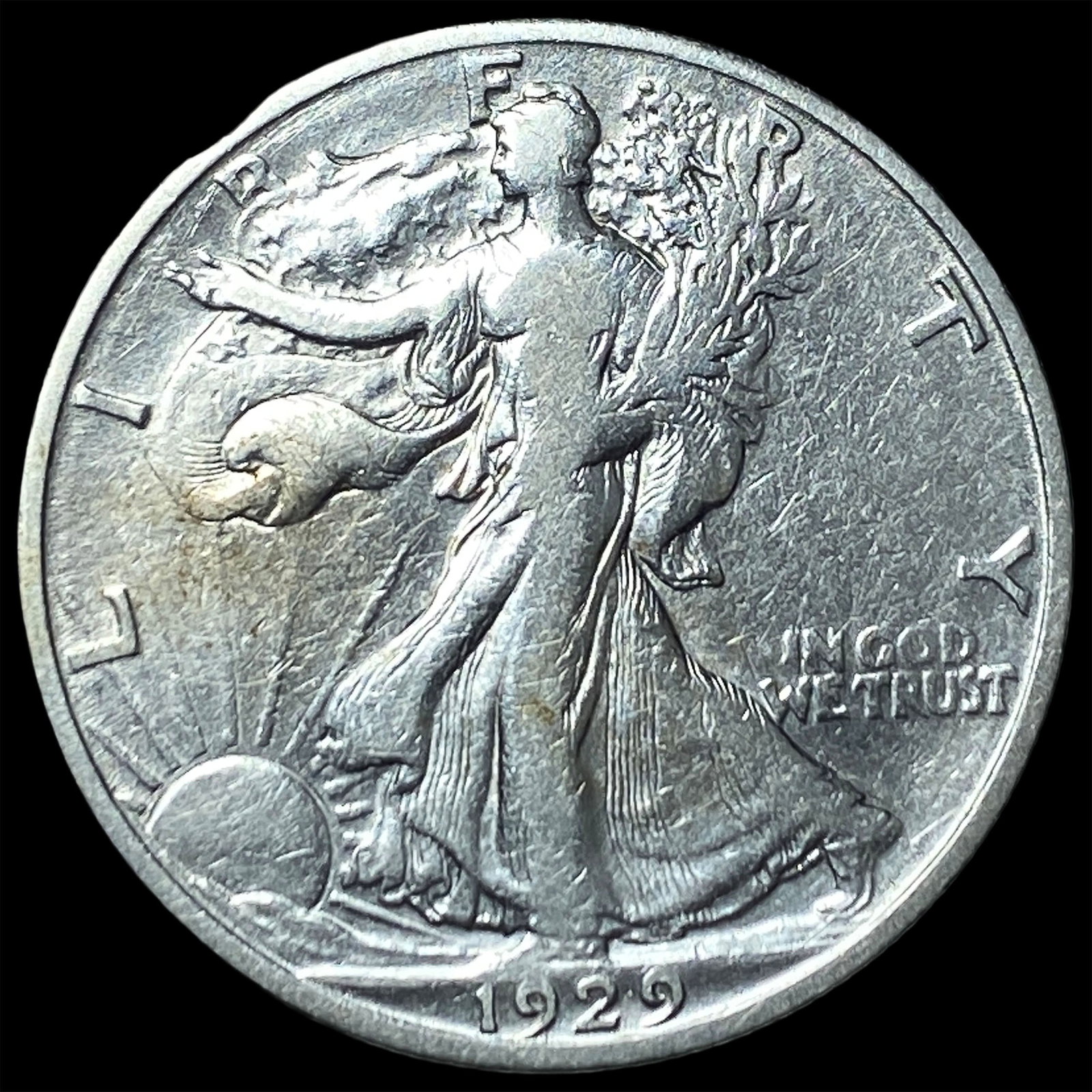 1929-S Silver Walking Liberty Half Dollar NEARLY UNCIRCULATED: 1929-S Silver Walking Liberty Half Dollar NEARLY UNCIRCULATED