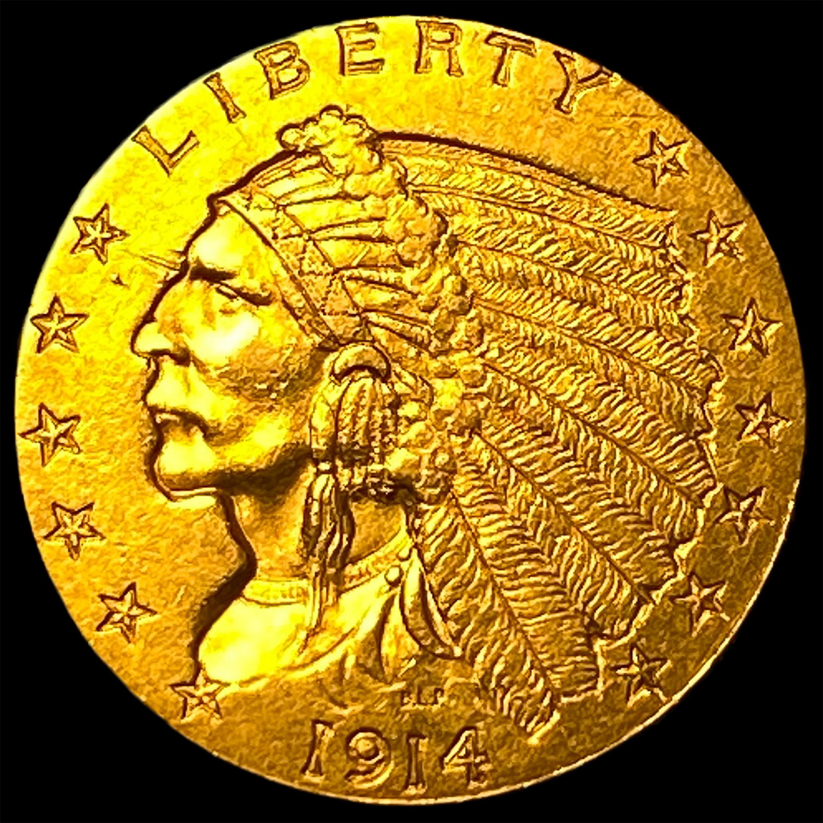 1914-D Gold $2.5 Indian Head Quarter Eagle CLOSELY UNCIRCULATED (1 of 2)