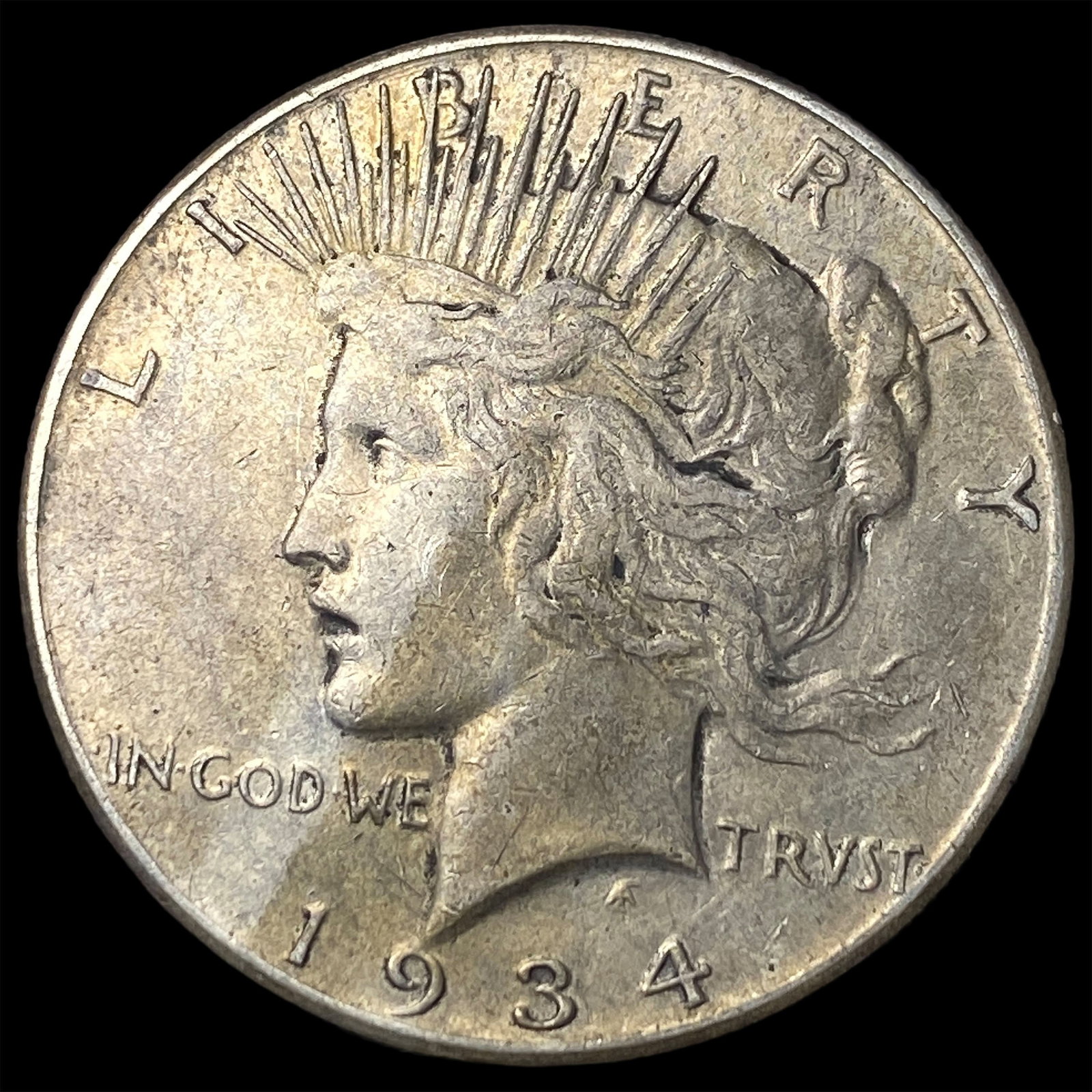 1934-S Silver Peace Dollar ABOUT UNCIRCULATED: 1934-S Silver Peace Dollar ABOUT UNCIRCULATED