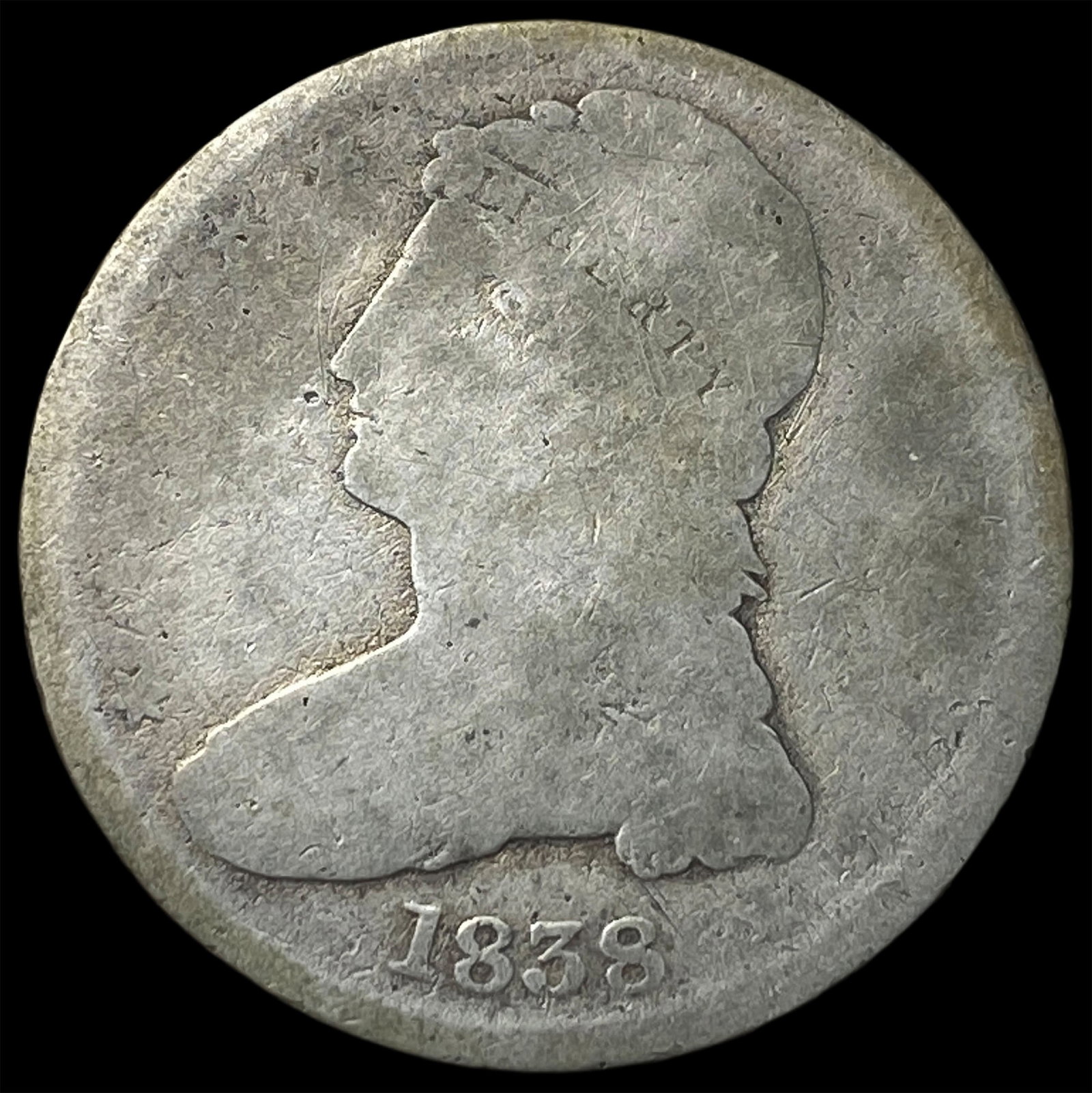1838 Silver Capped Bust Half Dollar NICELY CIRCULATED: 1838 Silver Capped Bust Half Dollar NICELY CIRCULATED