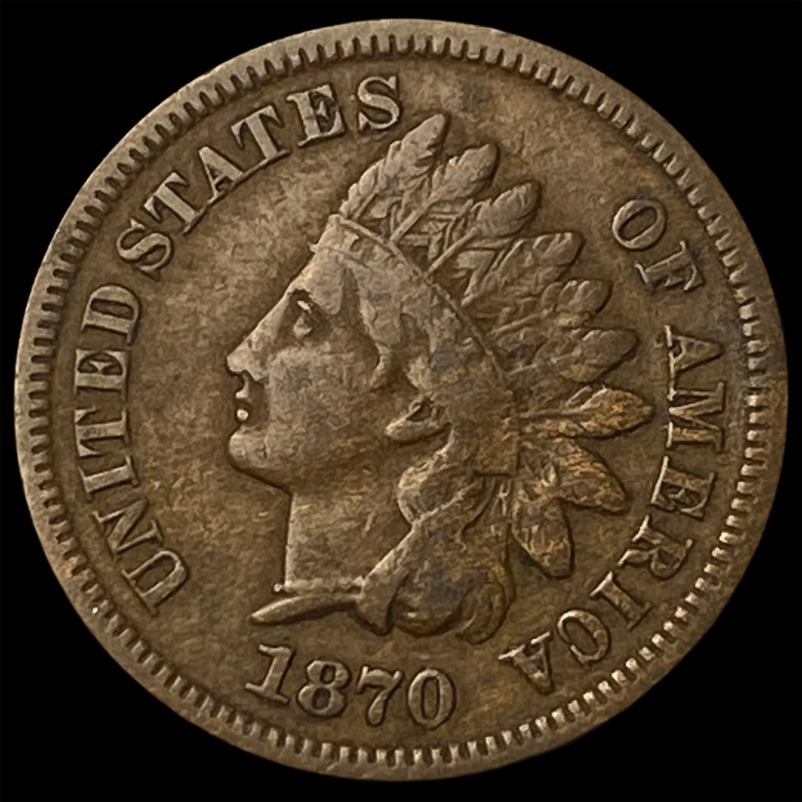 1870 Indian Head Cent ABOUT UNCIRCULATED: 1870 Indian Head Cent ABOUT UNCIRCULATED