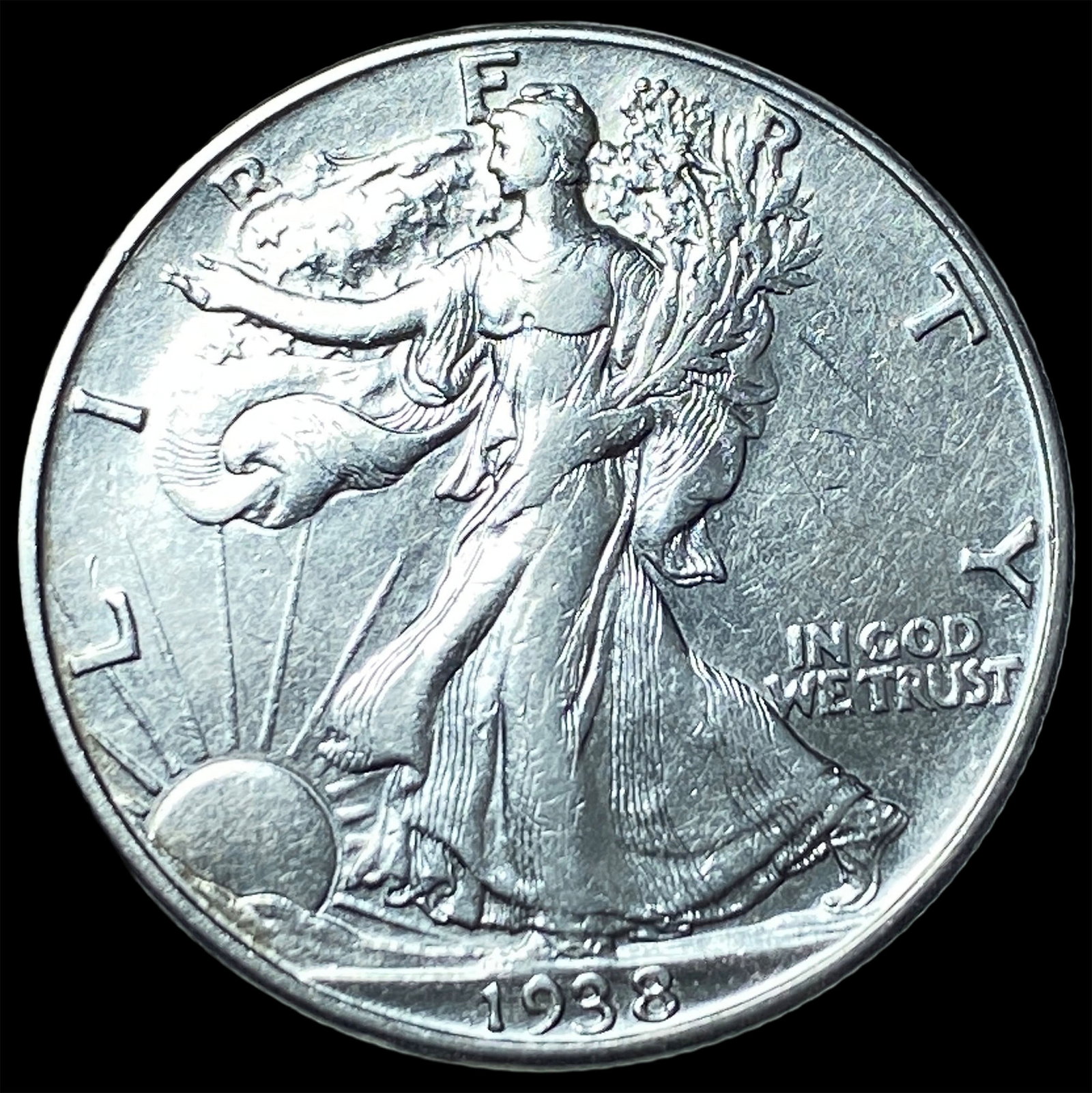 1938-D Silver Walking Liberty Half Dollar CLOSELY UNCIRCULATED: 1938-D Silver Walking Liberty Half Dollar CLOSELY UNCIRCULATED