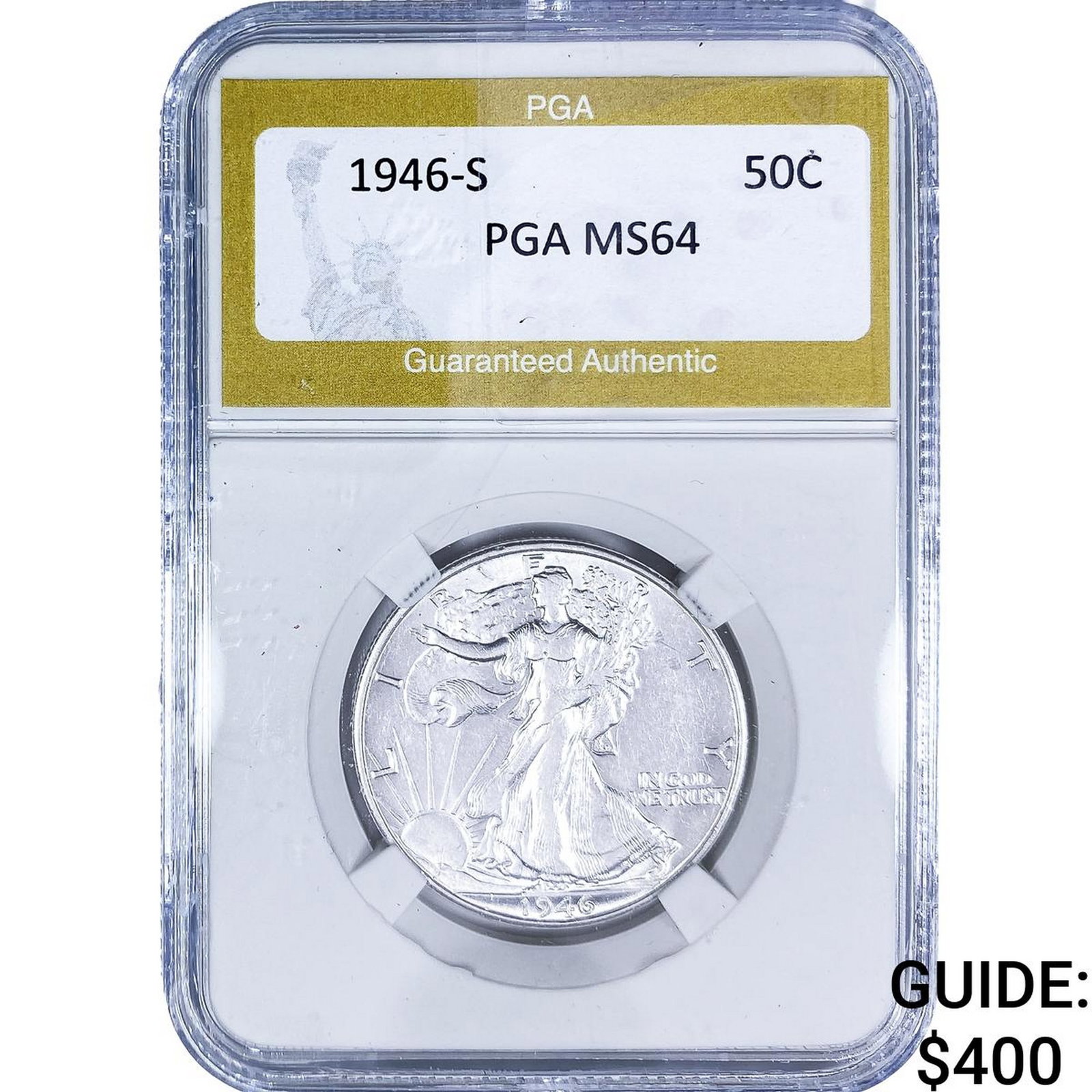 1946-S Walking Liberty Half Dollar PGA MS64: 1946-S Walking Liberty Half Dollar PGA MS64