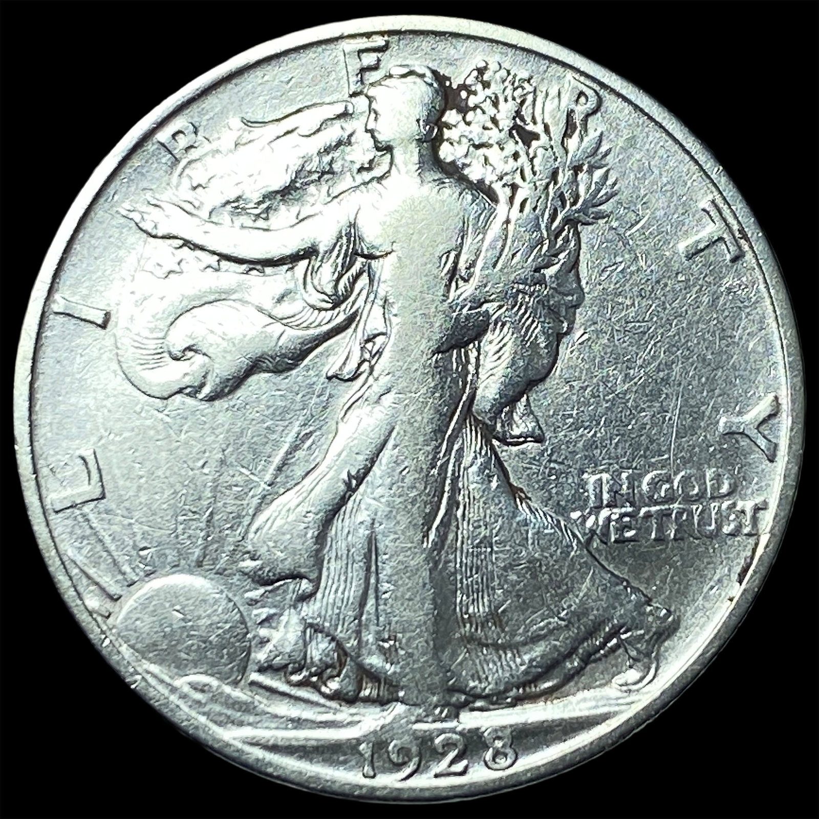 1928-S Silver Walking Liberty Half Dollar LIGHTLY CIRCULATED: 1928-S Silver Walking Liberty Half Dollar LIGHTLY CIRCULATED