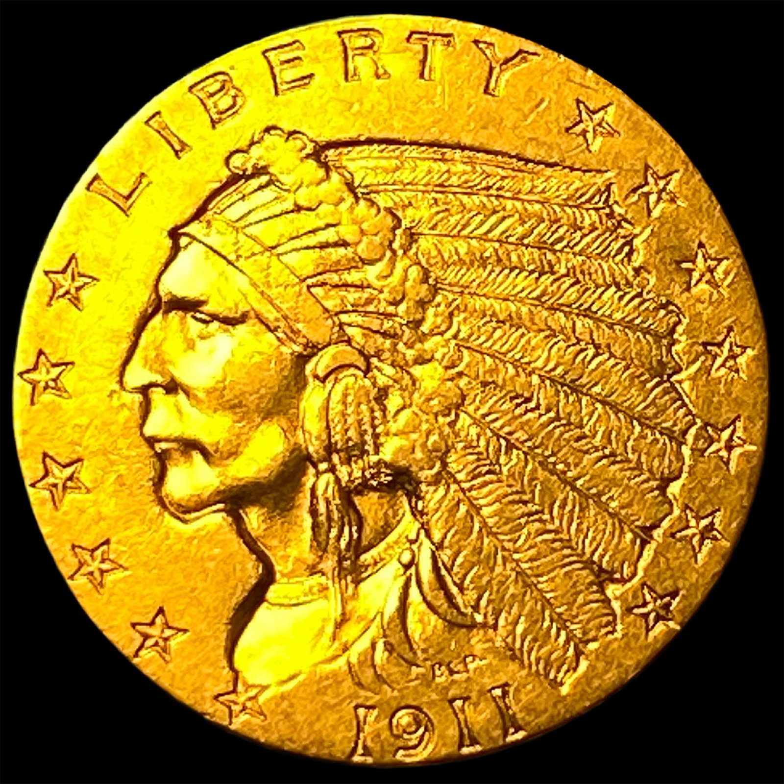 1911 Indian Head Gold $2.50 Quarter Eagle CLOSELY UNCIRCULATED: 1911 Indian Head Gold $2.50 Quarter Eagle CLOSELY UNCIRCULATED