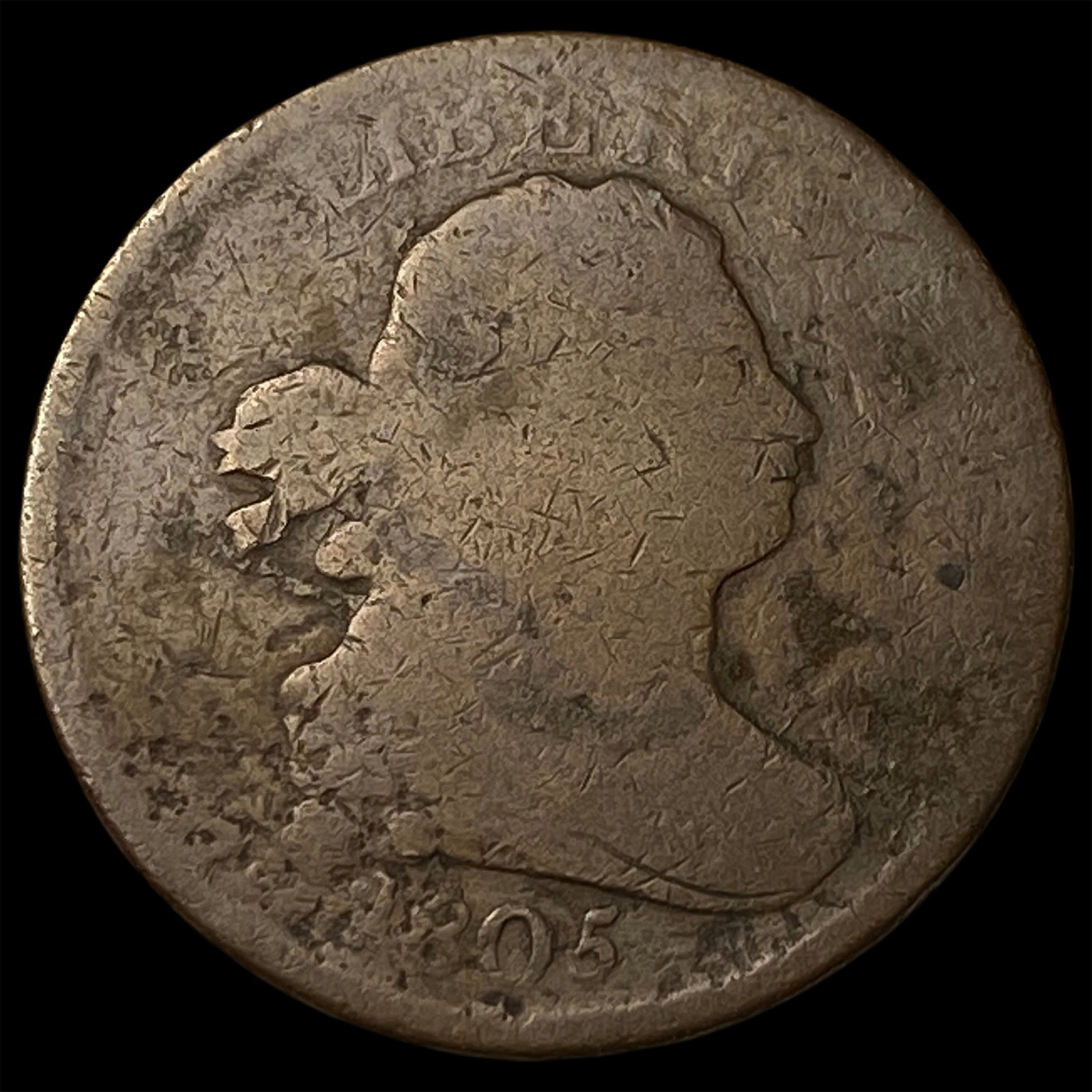 1805 Draped Bust Half Cent NICELY CIRCULATED: 1805 Draped Bust Half Cent NICELY CIRCULATED
