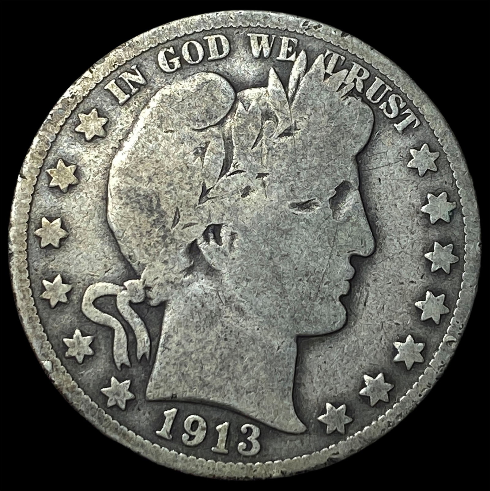 1913 Barber Half Dollar NICELY CIRCULATED: 1913 Barber Half Dollar NICELY CIRCULATED