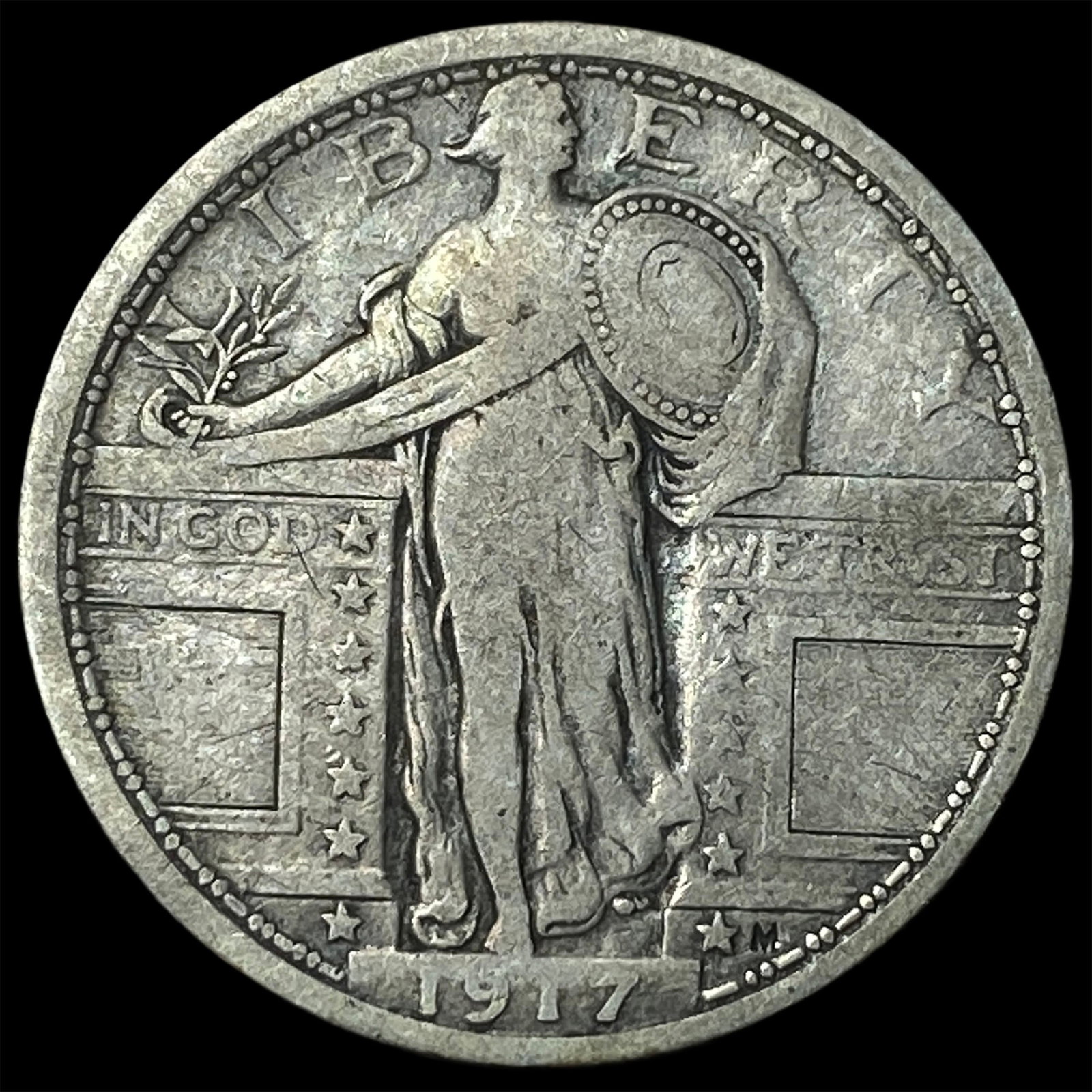 1917 Type 1 Standing Liberty Quarter ABOUT UNCIRCULATED: 1917 Type 1 Standing Liberty Quarter ABOUT UNCIRCULATED