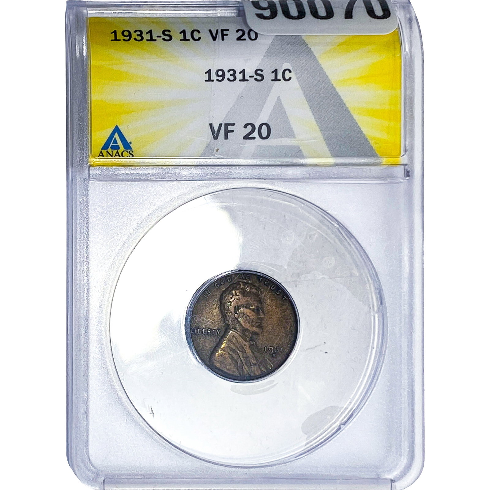 1931-S Wheat Cent ANACS VF20: 1931-S Wheat Cent ANACS VF20