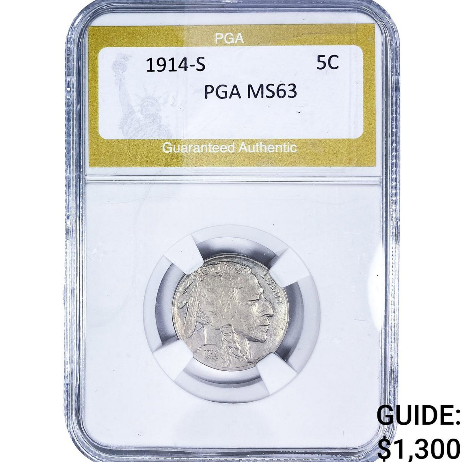 1914-S Buffalo Nickel PGA MS63: 1914-S Buffalo Nickel PGA MS63