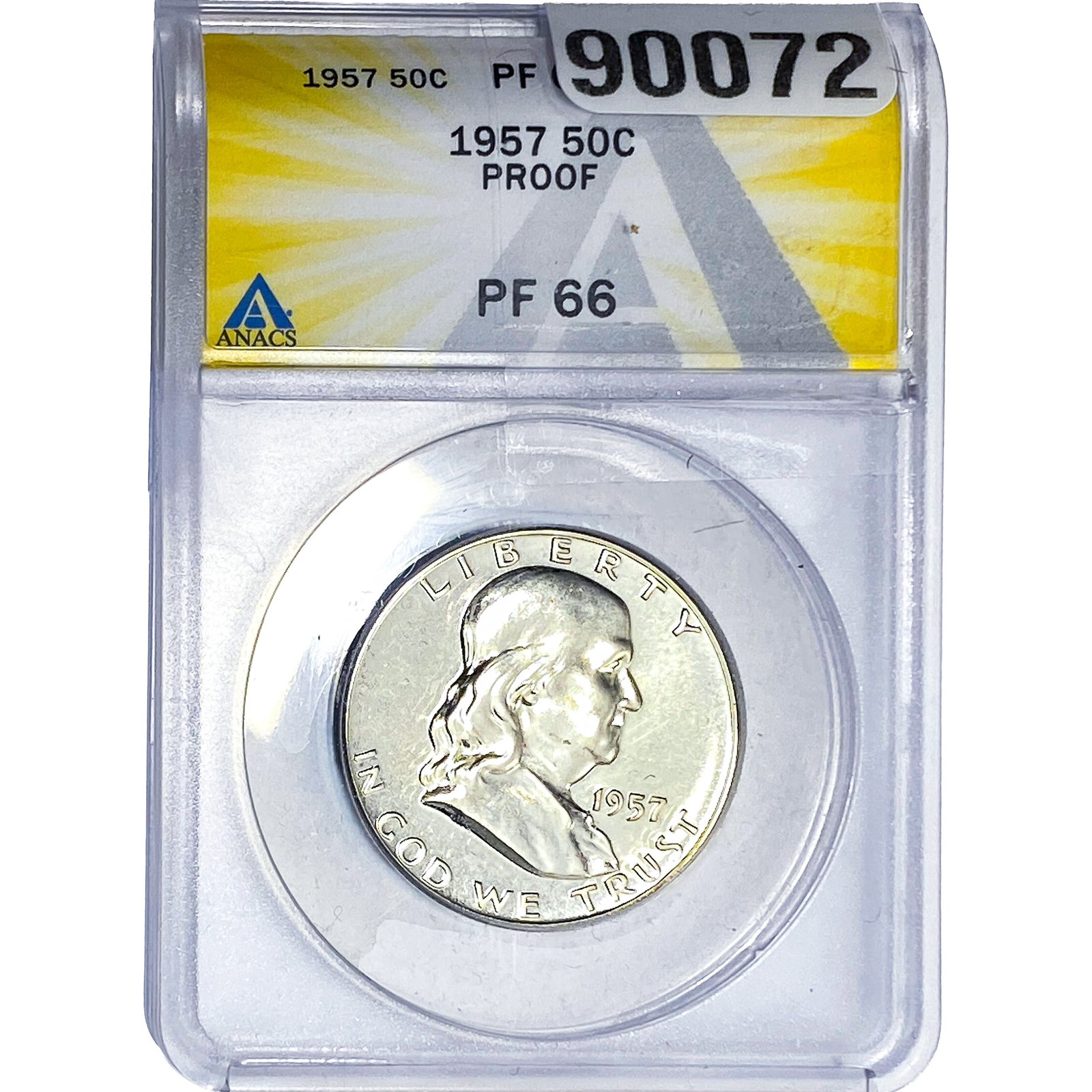 1957 Franklin Half Dollar ANACS PF66 PROOF: 1957 Franklin Half Dollar ANACS PF66 PROOF