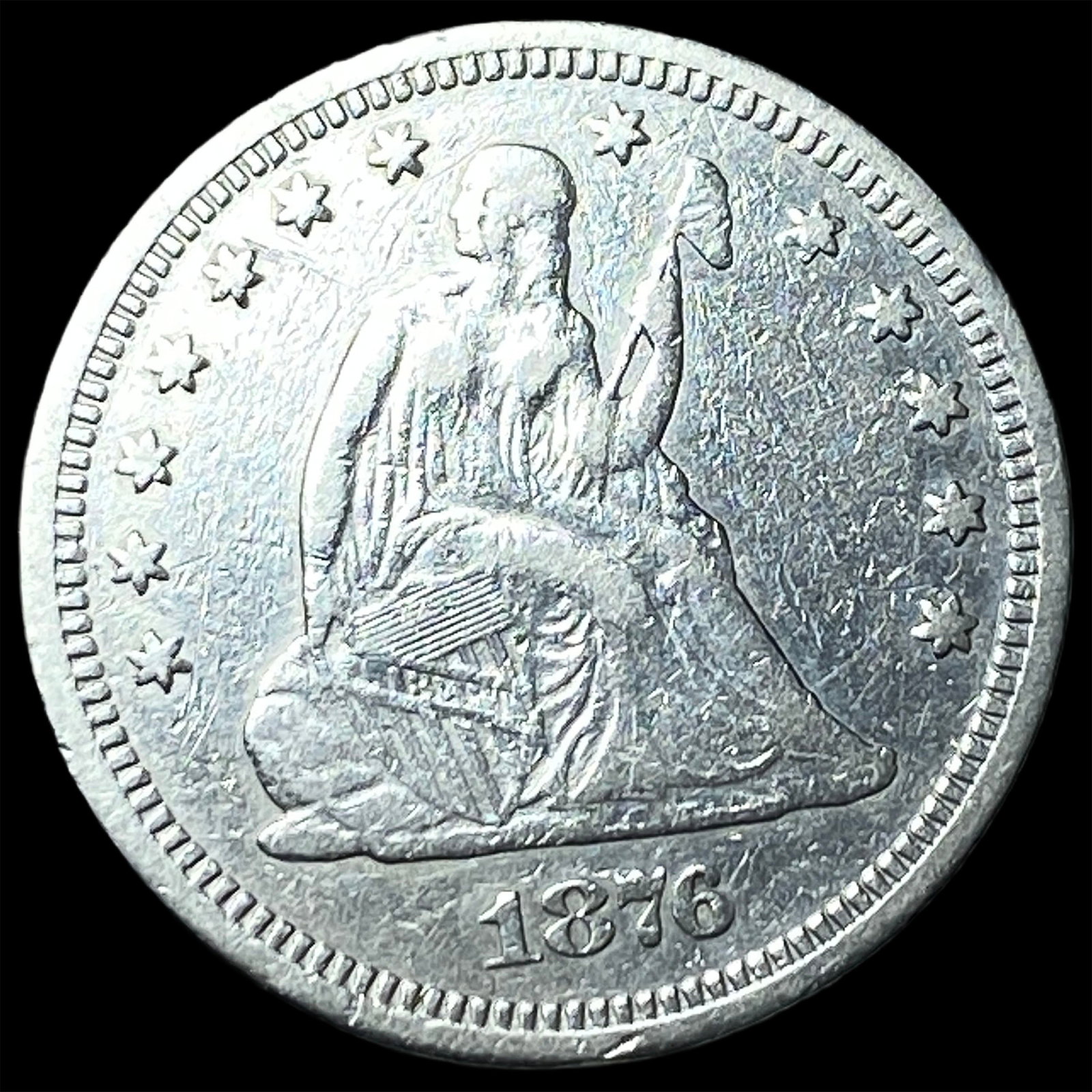 1876-S Silver Seated Liberty Quarter NEARLY UNCIRCULATED: 1876-S Silver Seated Liberty Quarter NEARLY UNCIRCULATED