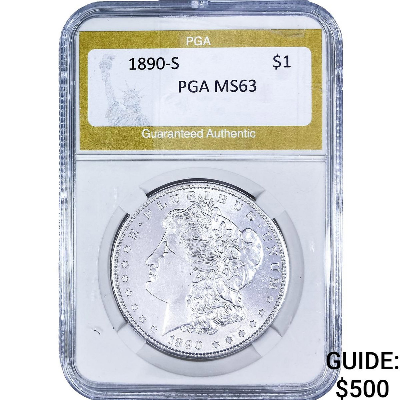 1890-S Morgan Silver Dollar PGA MS63: 1890-S Morgan Silver Dollar PGA MS63