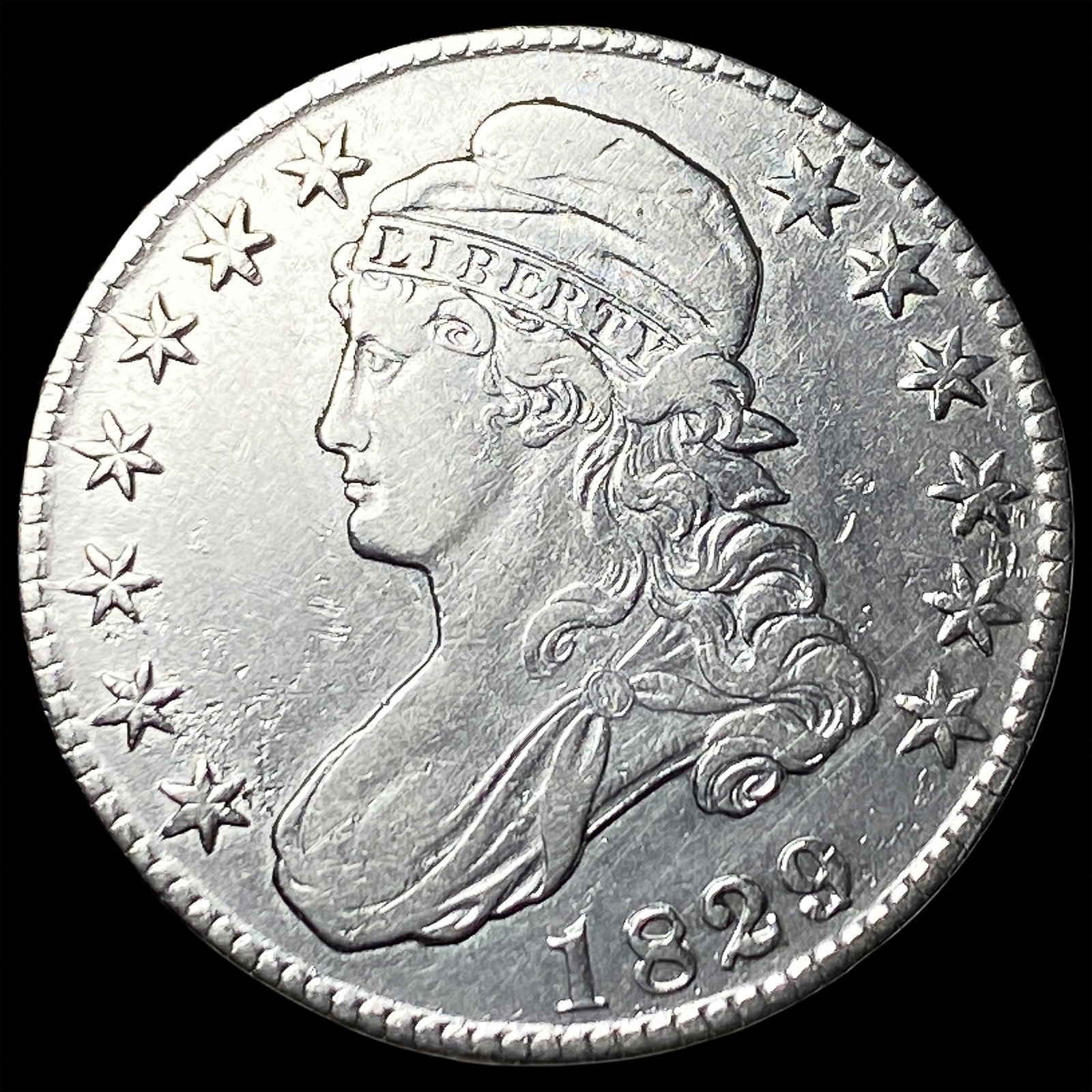 1829 Capped Bust Half Dollar CLOSELY UNCIRCULATED: 1829 Capped Bust Half Dollar CLOSELY UNCIRCULATED