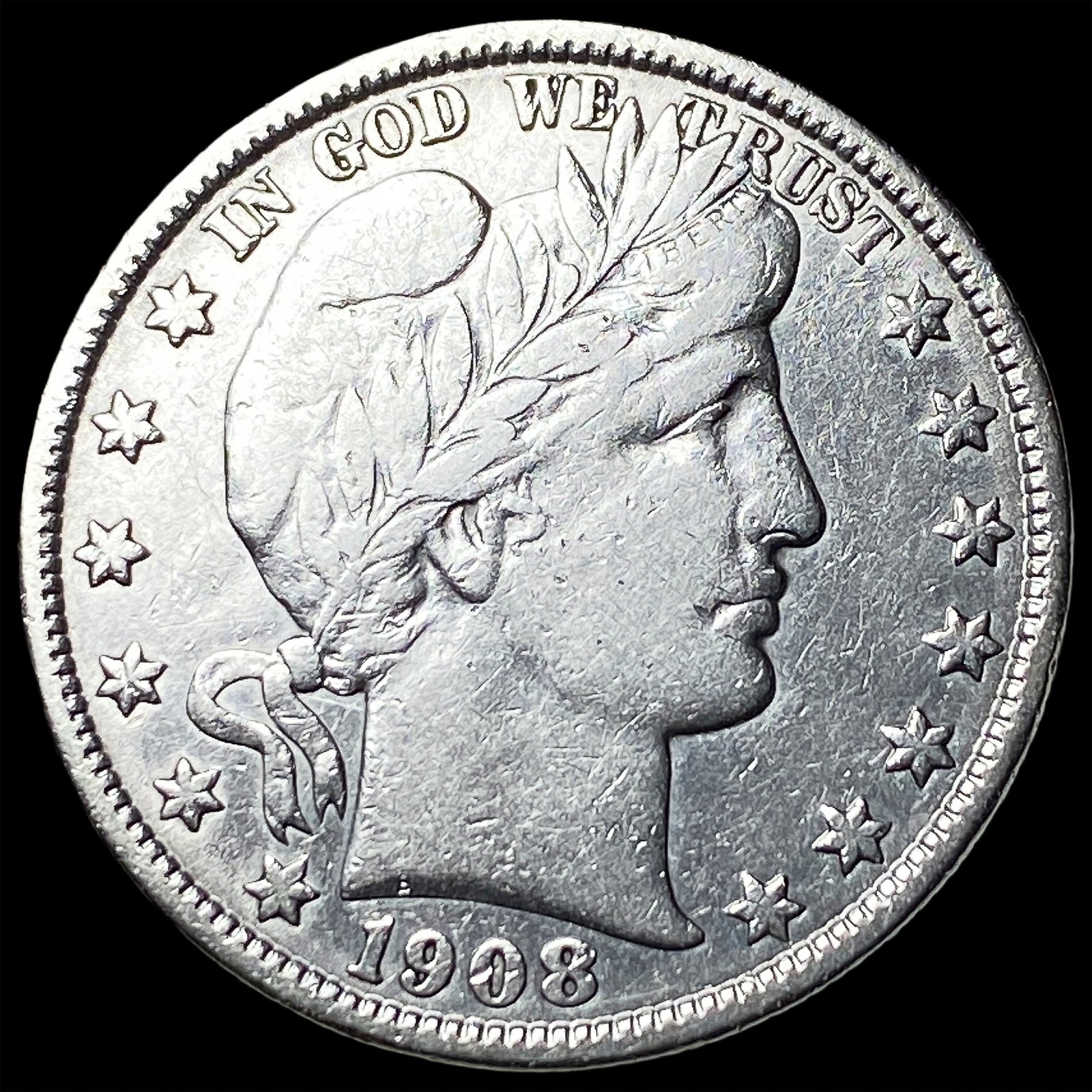1908-O Silver Barber Half Dollar CLOSELY UNCIRCULATED: 1908-O Silver Barber Half Dollar CLOSELY UNCIRCULATED