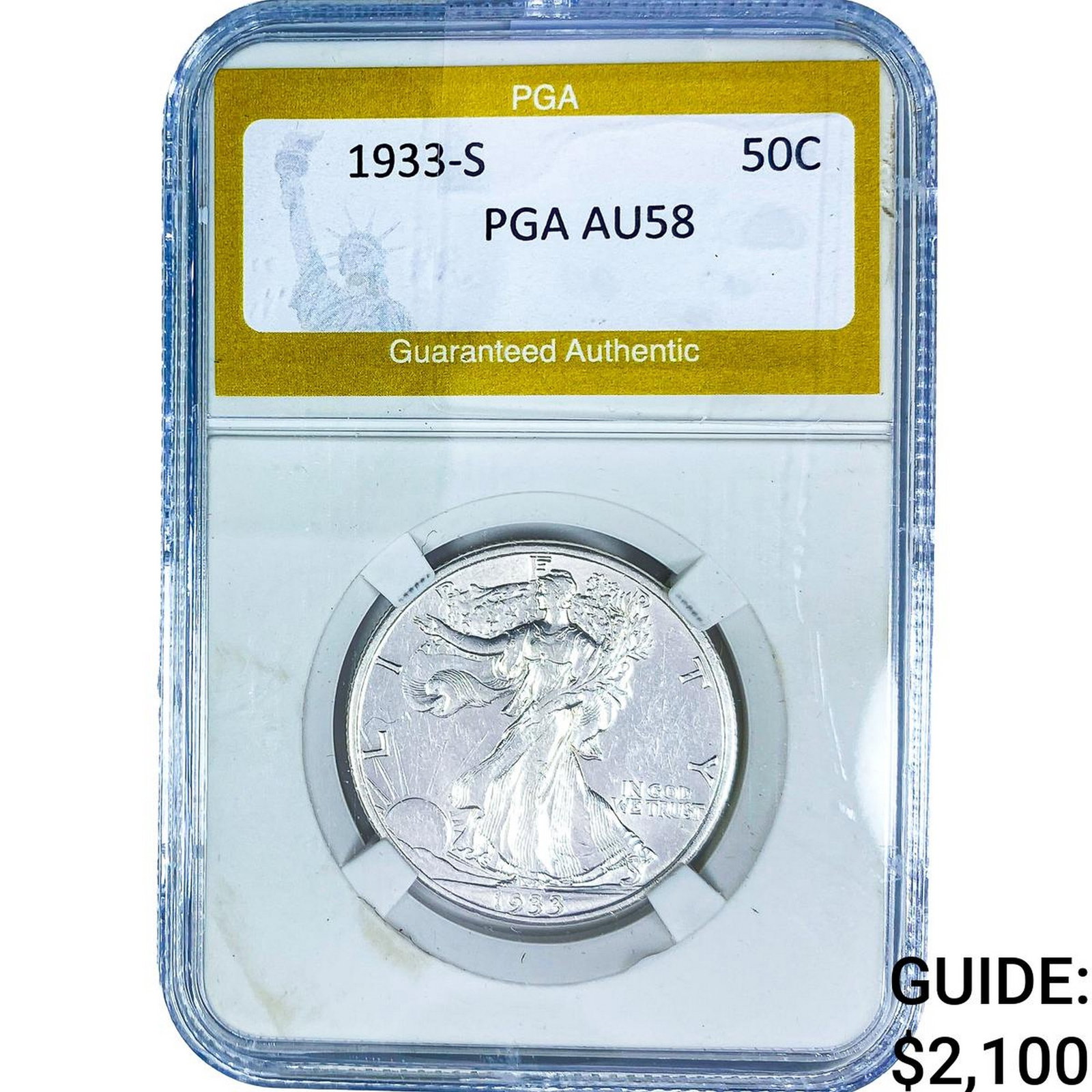 1933-S Walking Liberty Half Dollar PGA AU58 (1 of 2)