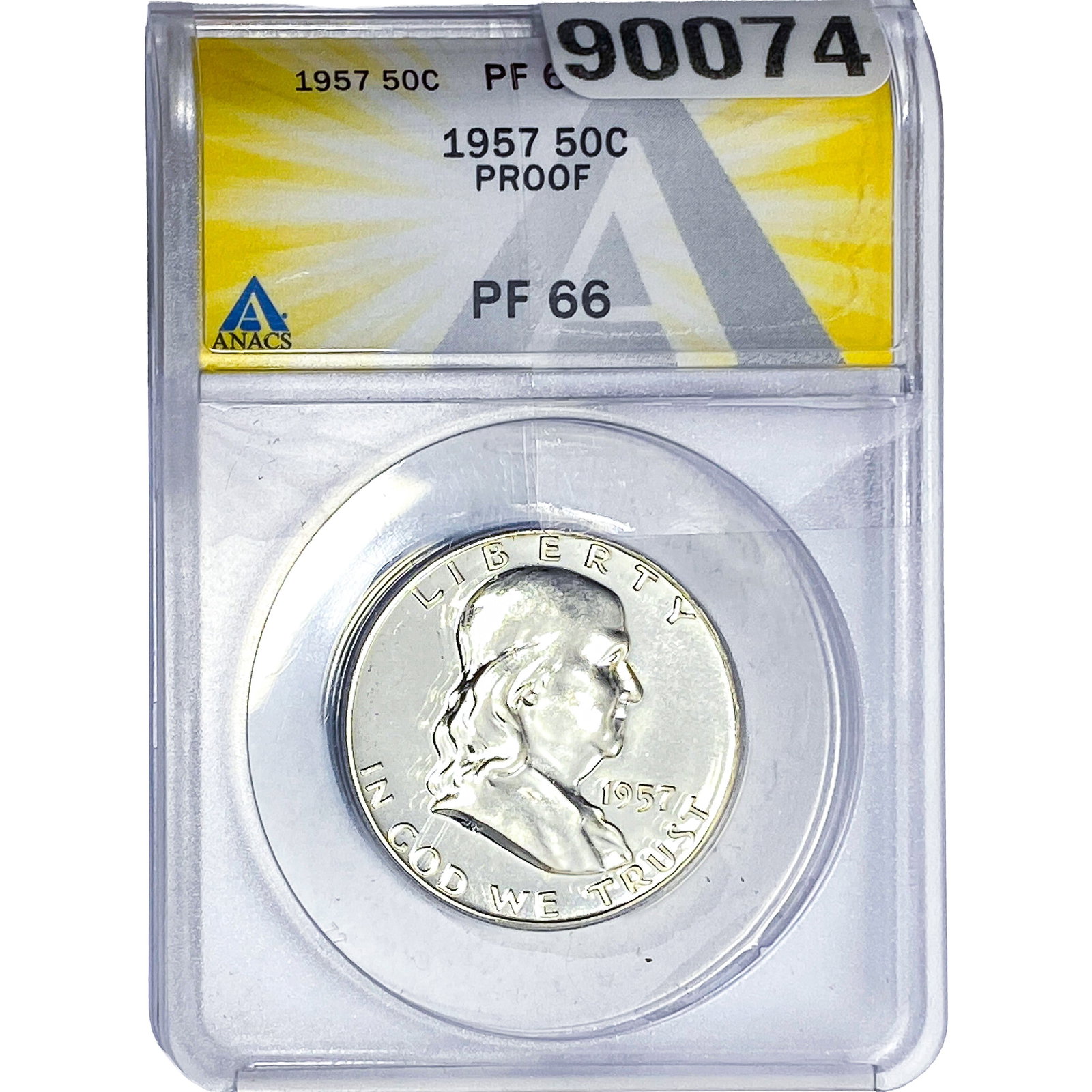 1957 Franklin Half Dollar ANACS PF66 PROOF: 1957 Franklin Half Dollar ANACS PF66 PROOF