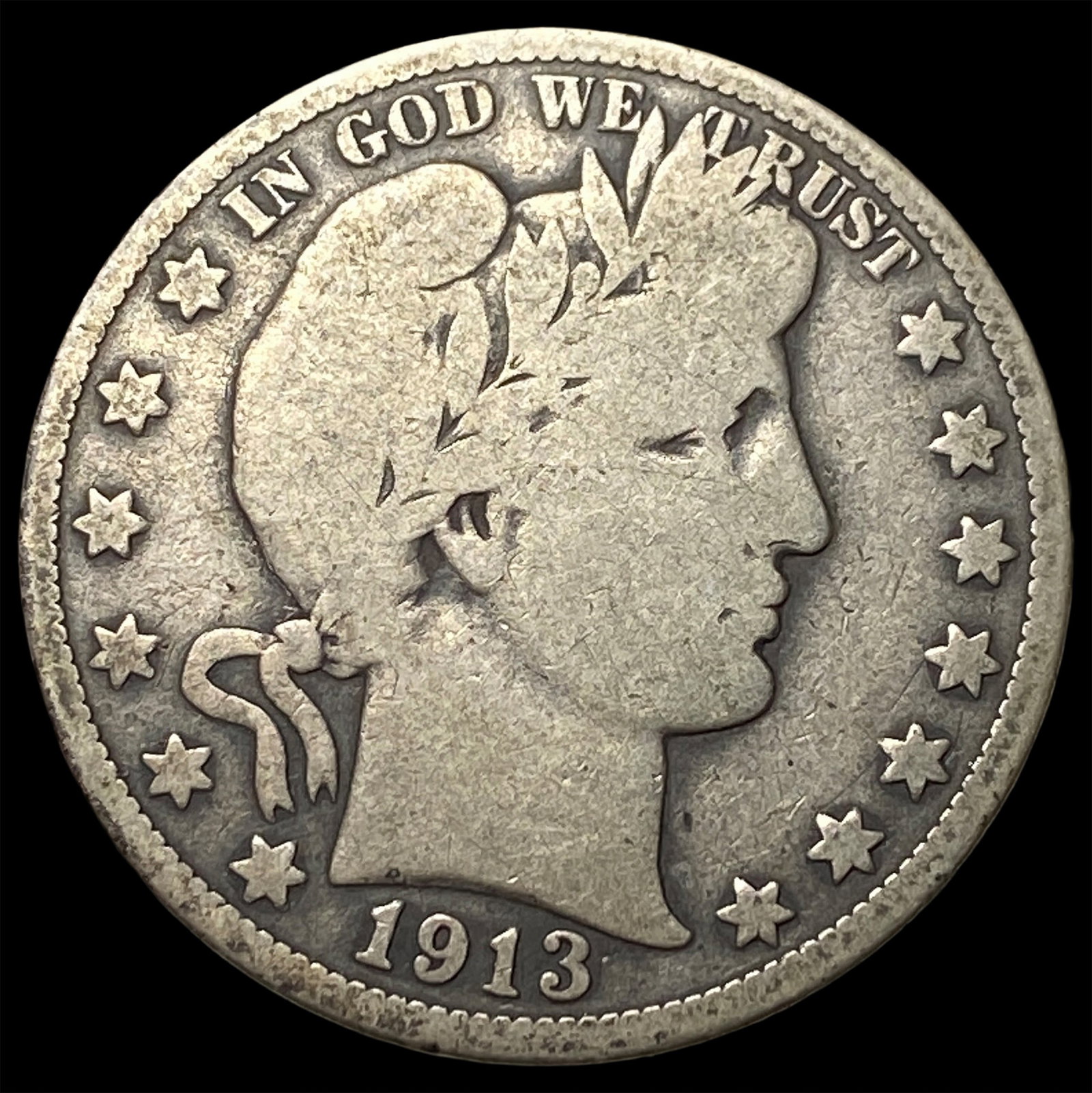 1913 Barber Half Dollar NICELY CIRCULATED: 1913 Barber Half Dollar NICELY CIRCULATED