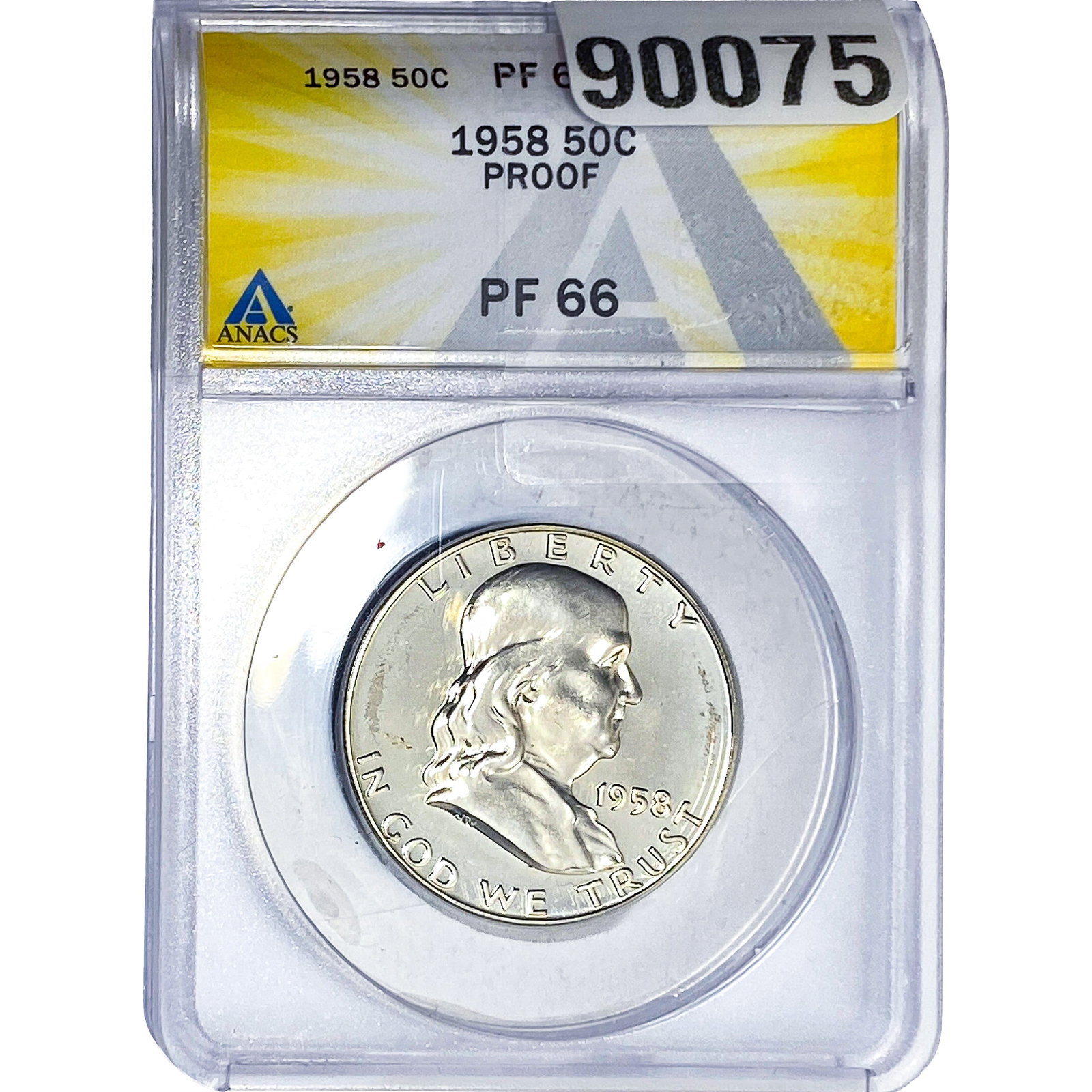 1958 Franklin Half Dollar ANACS PF66 PROOF: 1958 Franklin Half Dollar ANACS PF66 PROOF
