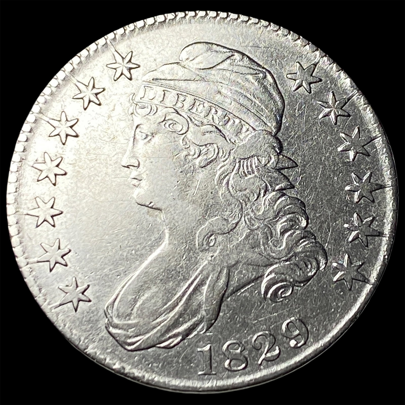 1829 Capped Bust Half Dollar NEARLY UNCIRCULATED: 1829 Capped Bust Half Dollar NEARLY UNCIRCULATED