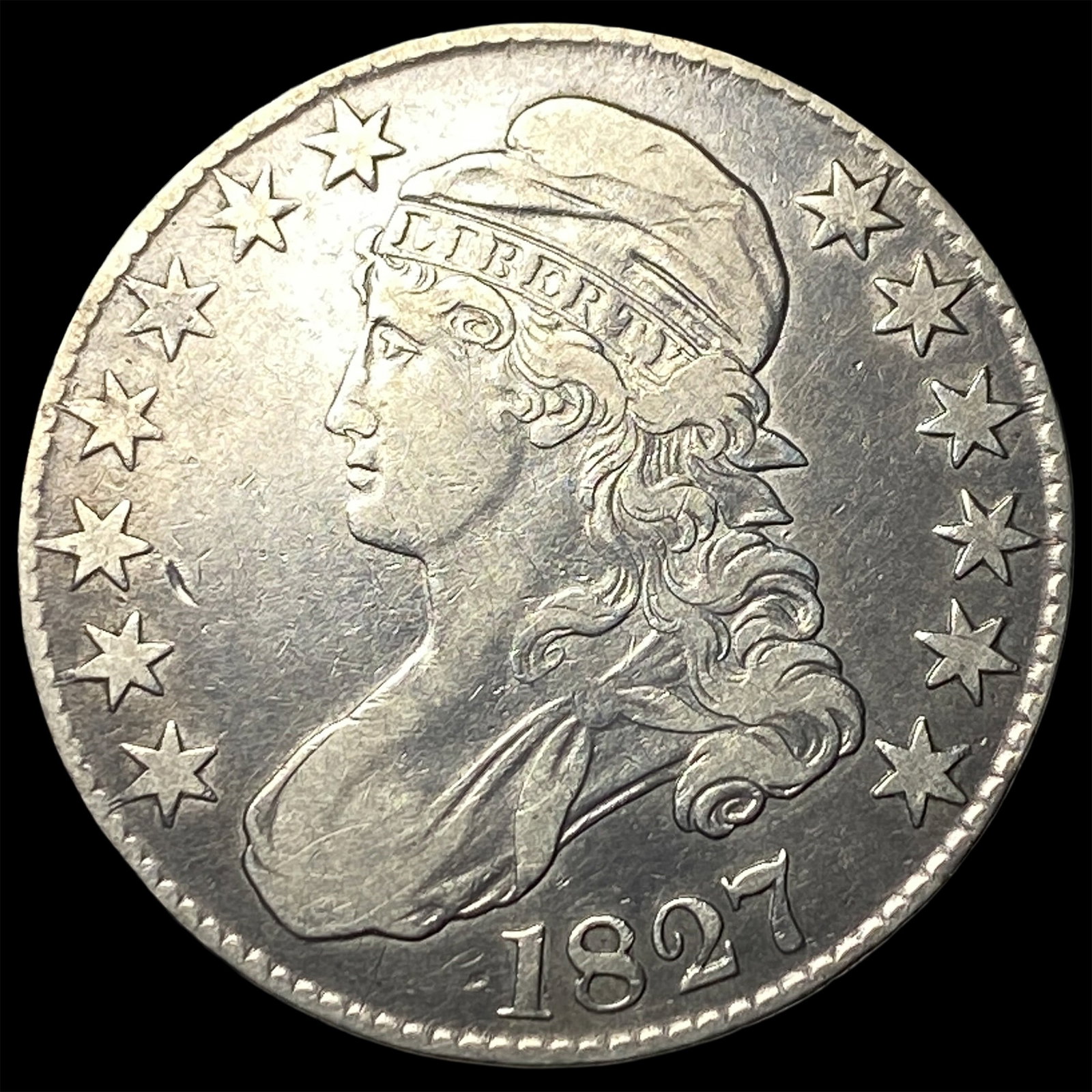 1827 Capped Bust Half Dollar ABOUT UNCIRCULATED