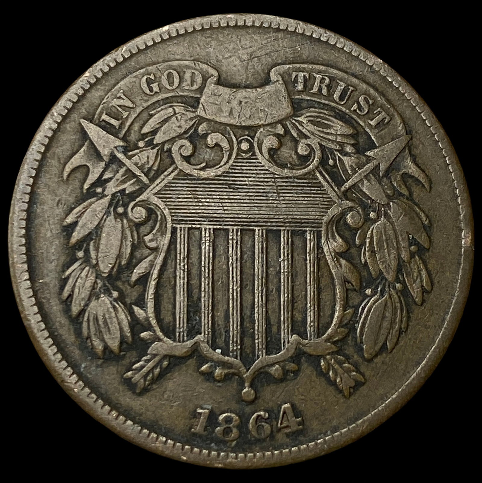 1864 Bronze Two-Cent Piece NICELY CIRCULATED: 1864 Bronze Two-Cent Piece NICELY CIRCULATED